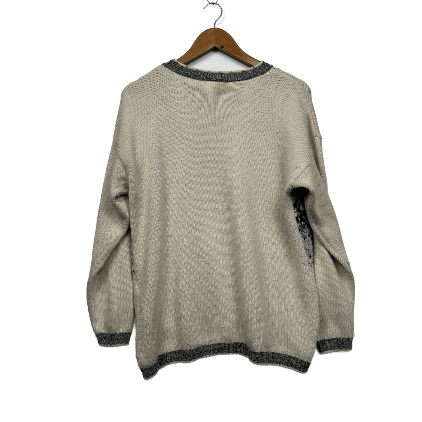 Vintage Katies Jumper Size 14 Cream Grey Wool Blend Skater Winter Retro Fair Isle