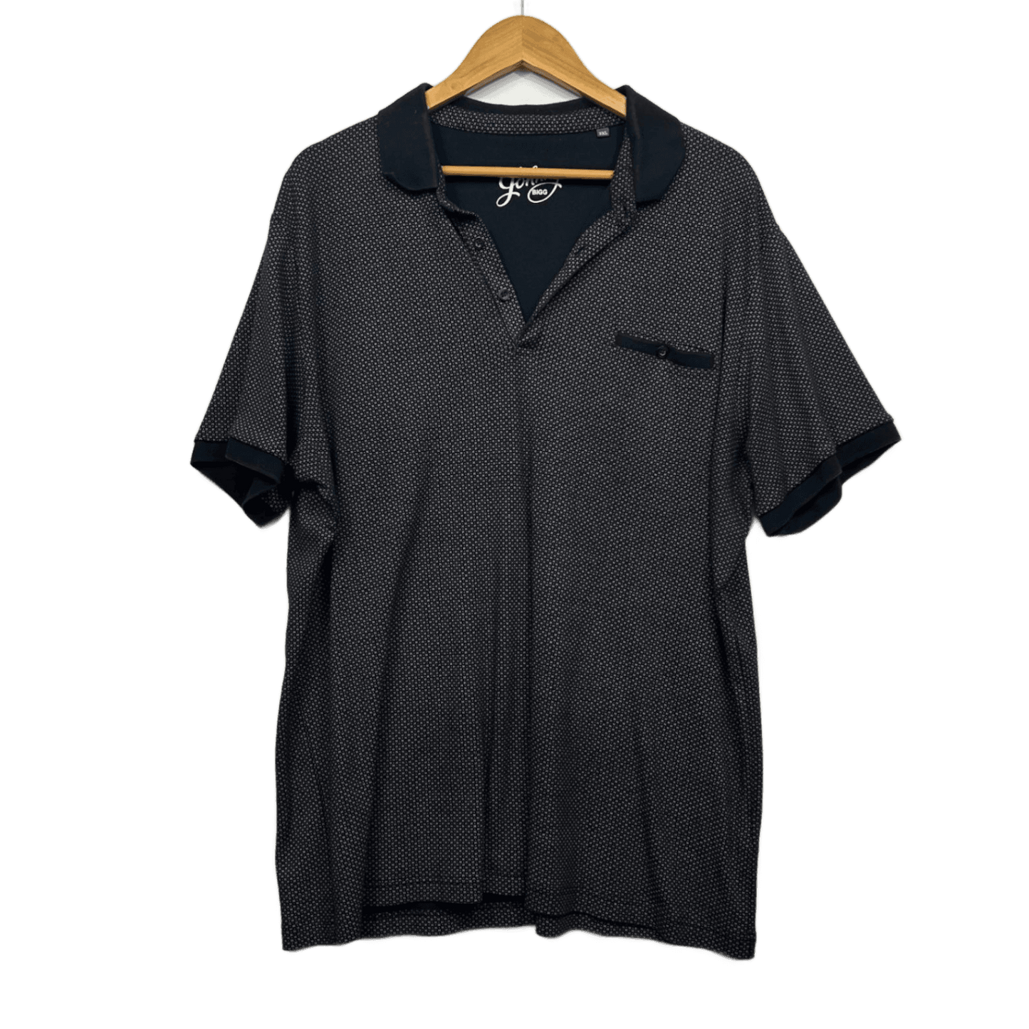 Johnny Bigg Black Collared Short Sleeve Cotton Polo Men Casual Shirt Size 3XL