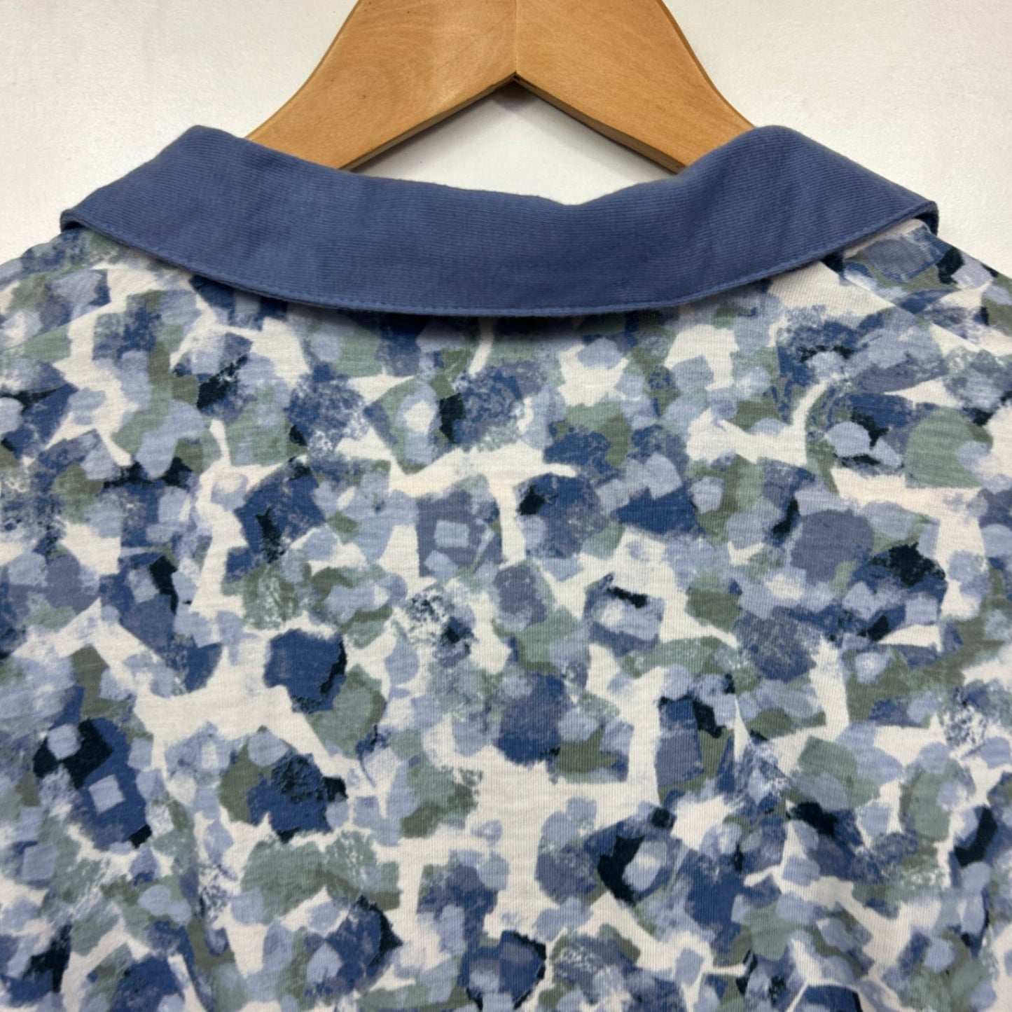 Black Pepper Collared Top Size 14 Blue Floral Long Sleeve Cotton Blend