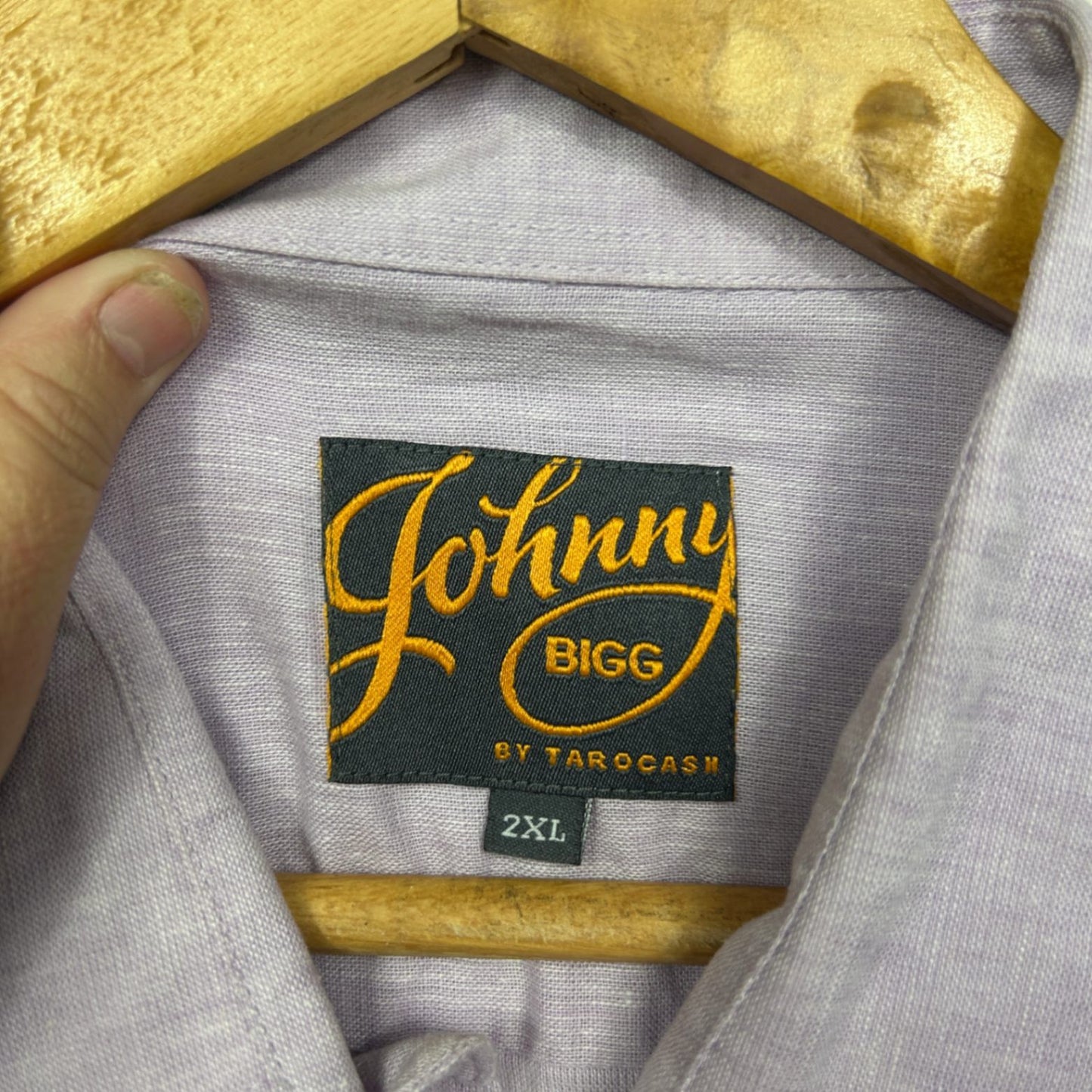 Johnny Bigg Men's Size 2XL Lilac Long Sleeve Button-Up Shirt Linen Blend