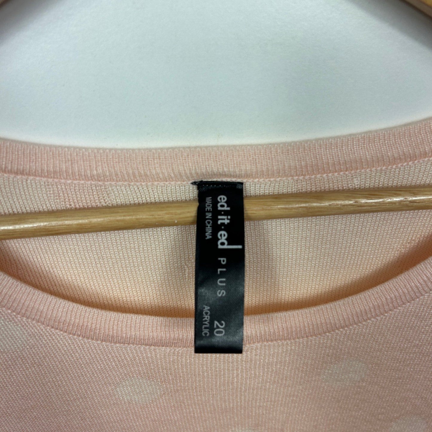 Edited Top Jumper Size 20 Peach Long Sleeved Lightweight Knit Polka Dots