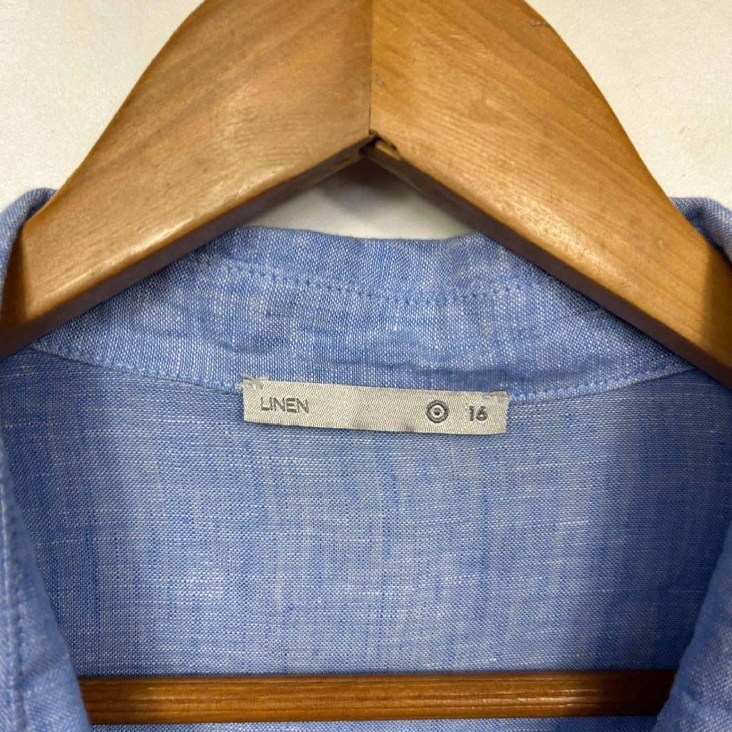 Target Linen Shirt Top Size 16 Blue Button Up Roll Tab Sleeve