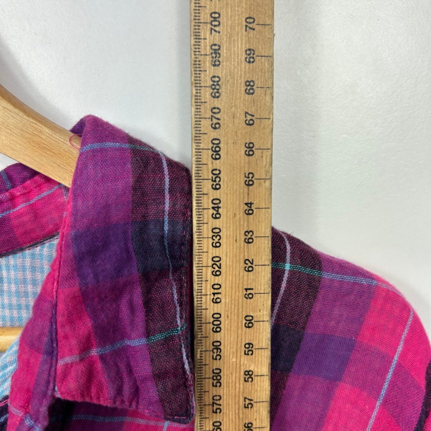 Millers Size 18 Pink Purple Plaid Check Button Front Casual Shirt 3/4 Sleeve