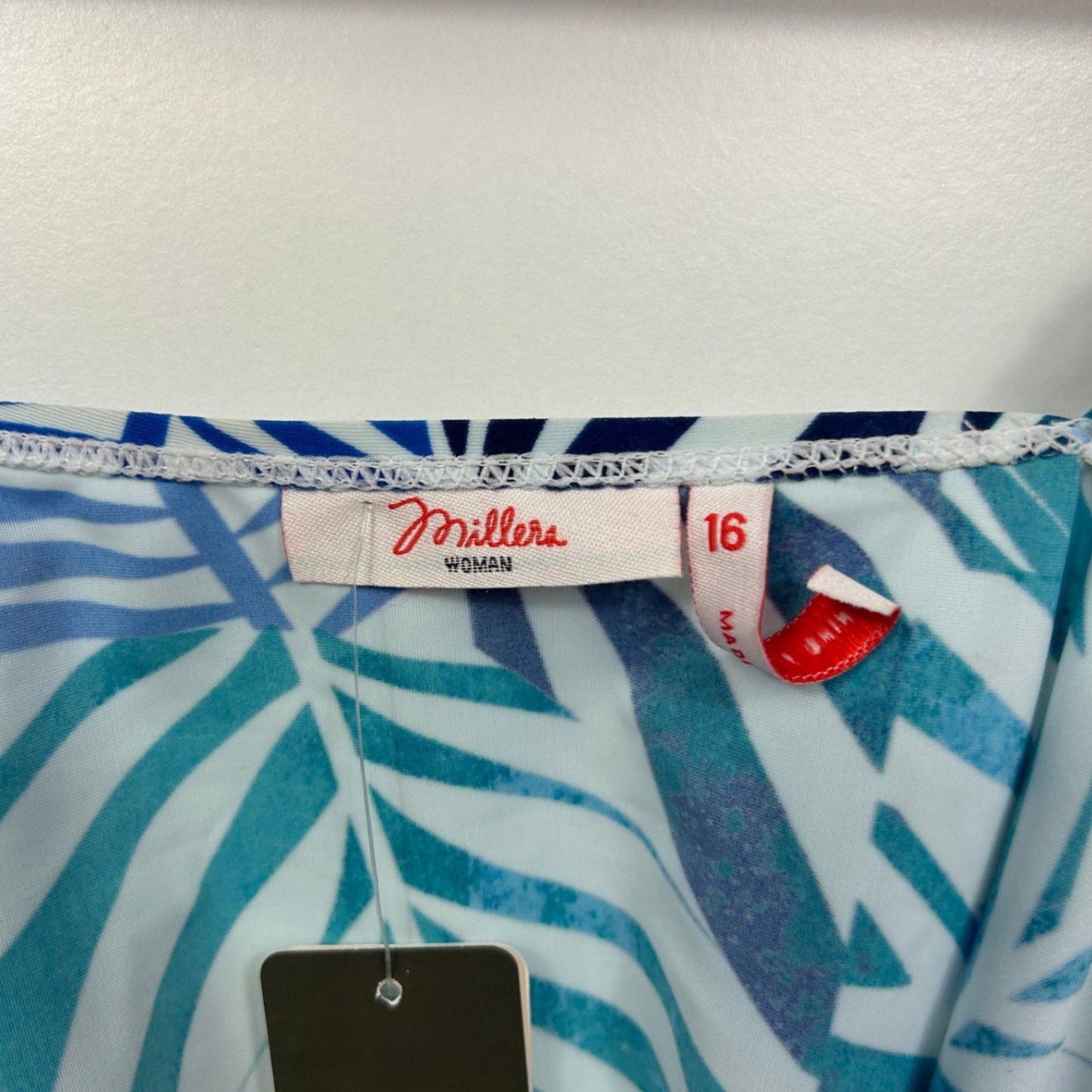 New Millers Blue Green Leaf Print Tankini Swimsuit Stretch Adjustable Size 16