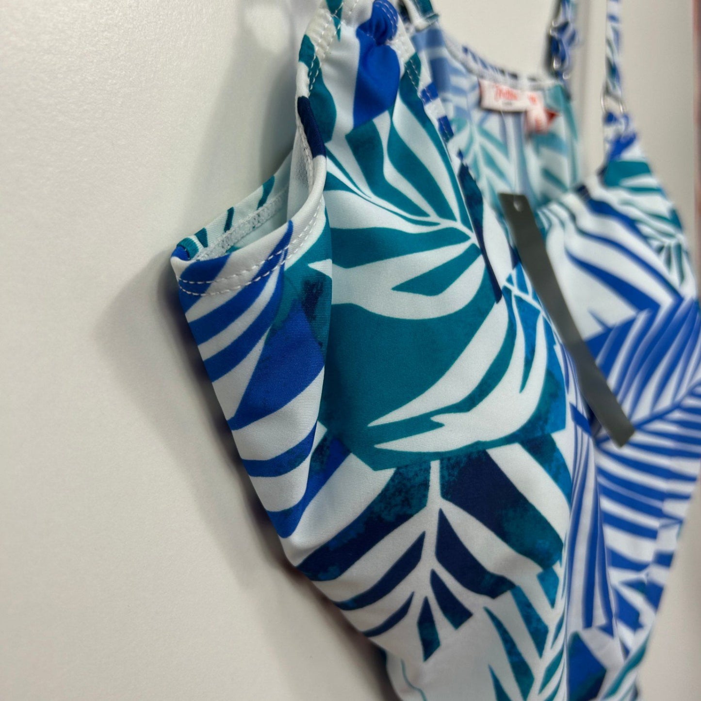 New Millers Blue Green Leaf Print Tankini Swimsuit Stretch Adjustable Size 16