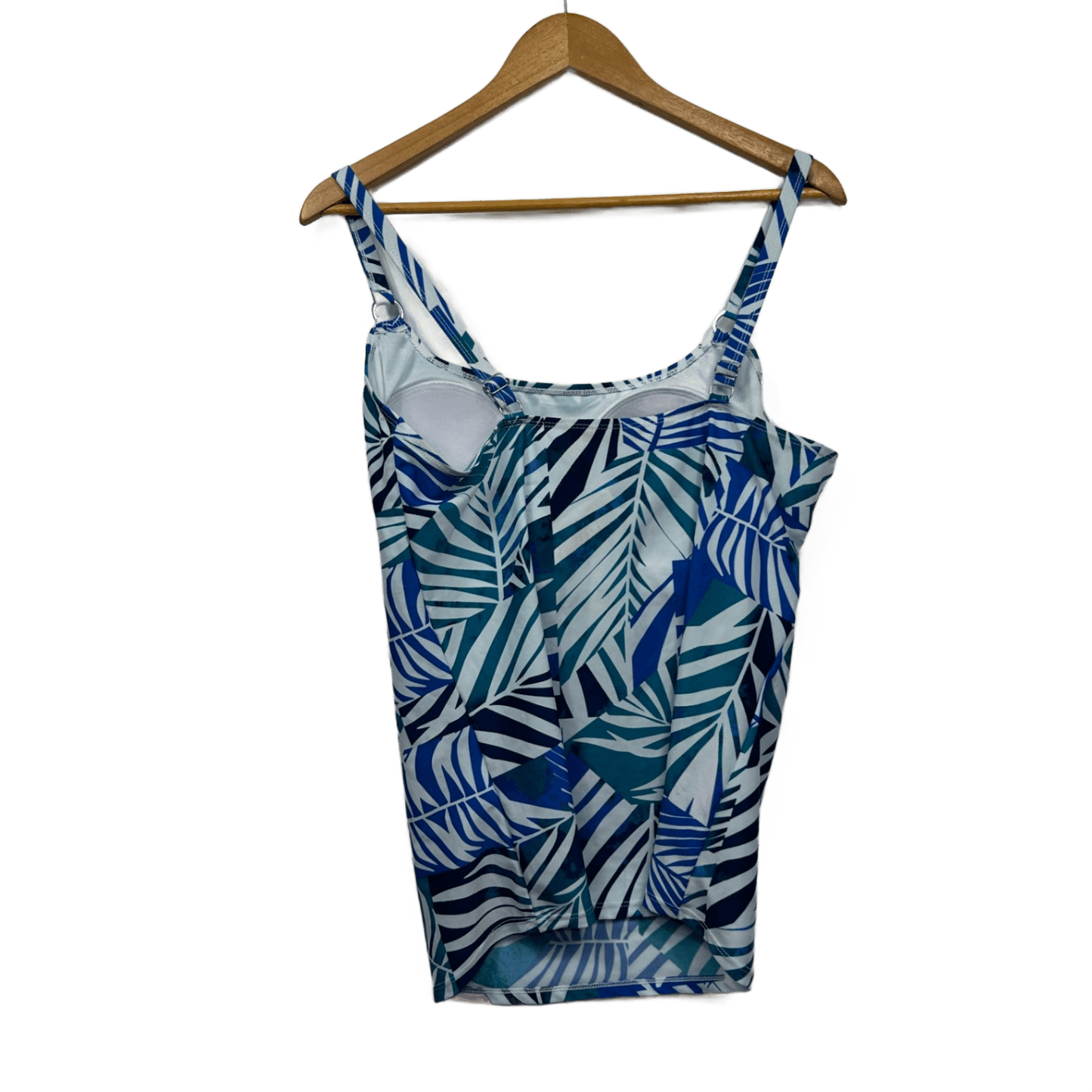 New Millers Blue Green Leaf Print Tankini Swimsuit Stretch Adjustable Size 16