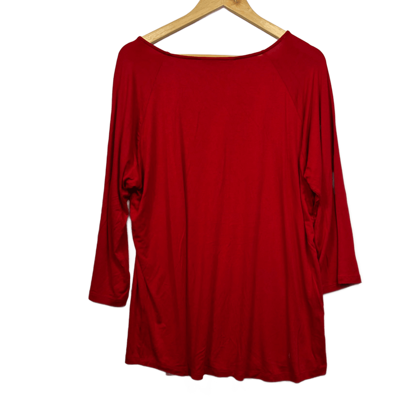 Rockmans Red Viscose Blend 3/4 Sleeve Scoop Neck Tunic Size 16