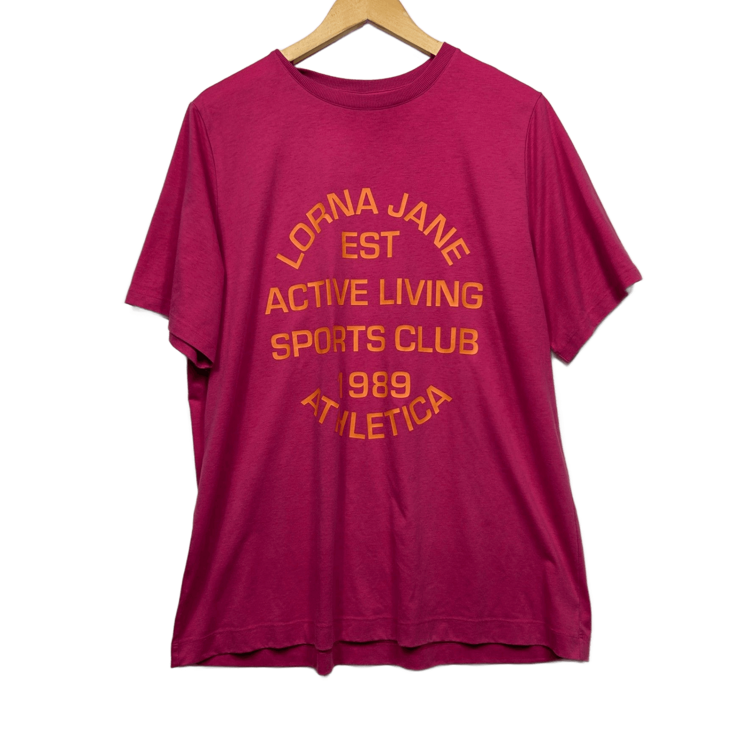 Lorna Jane Fuchsia Pink Cotton Short Sleeve Crew Neck Tee T-Shirt Size 16 XL