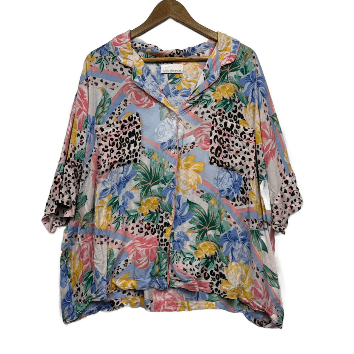 Peter Alexander Women’s Size 1+ (16-18) Floral Pyjama Top Button Up Sleepwear PJ