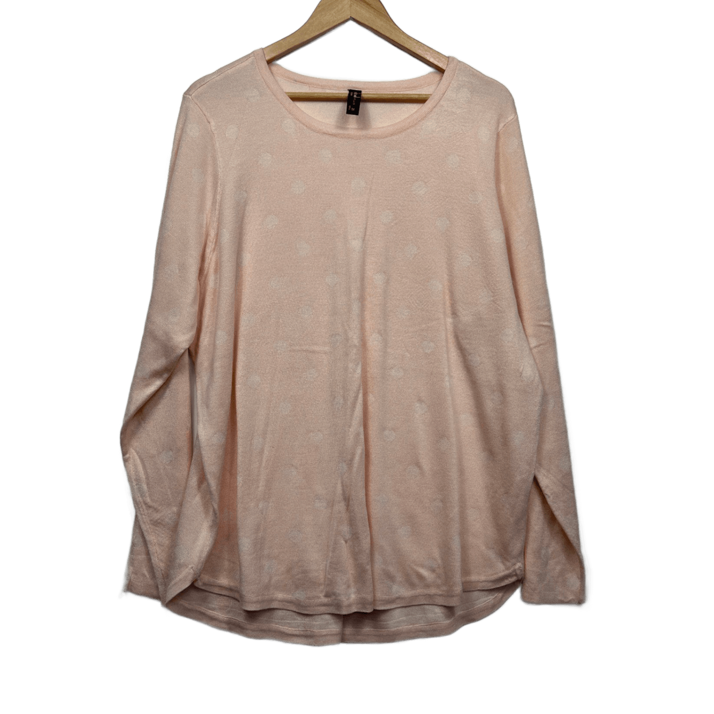 Edited Top Jumper Size 20 Peach Long Sleeved Lightweight Knit Polka Dots