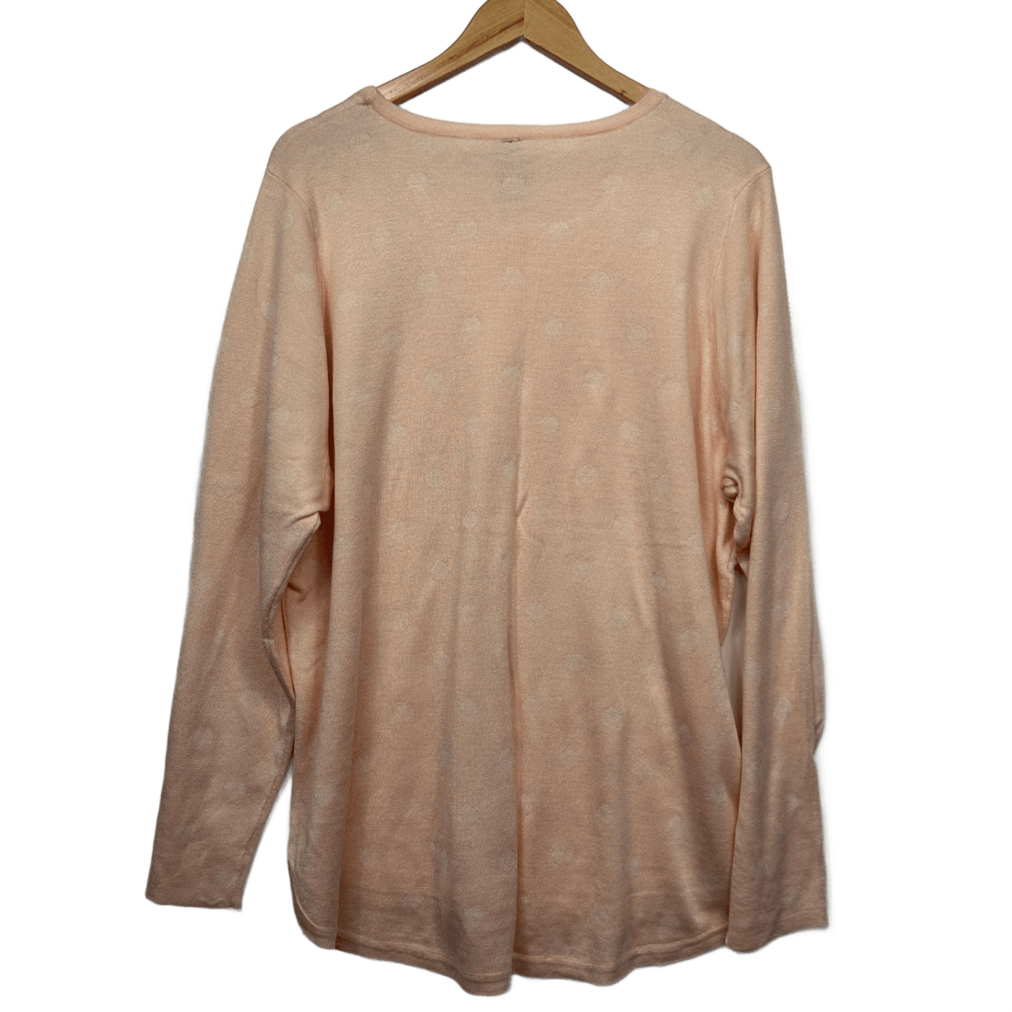 Edited Top Jumper Size 20 Peach Long Sleeved Lightweight Knit Polka Dots