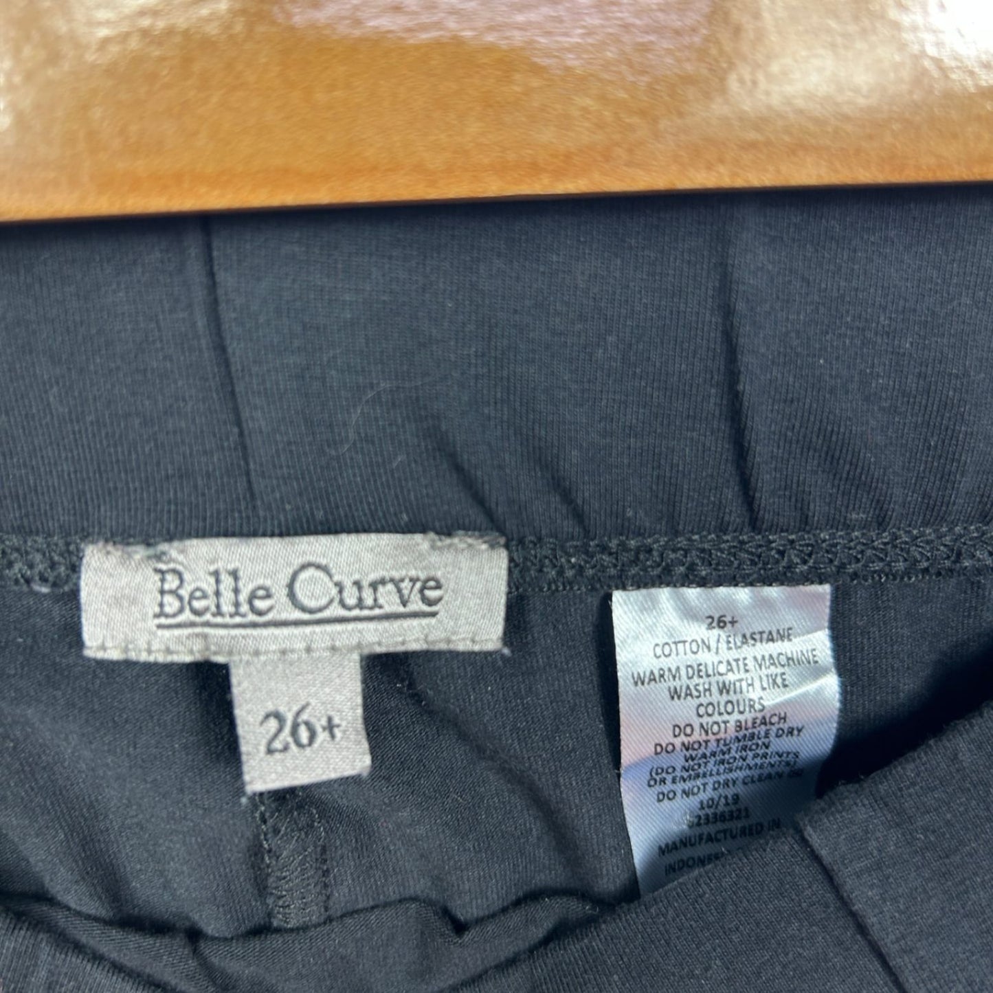 Belle Curve Black Pull On Stretch Leggings Womens Plus Cotton Elastane Size 26