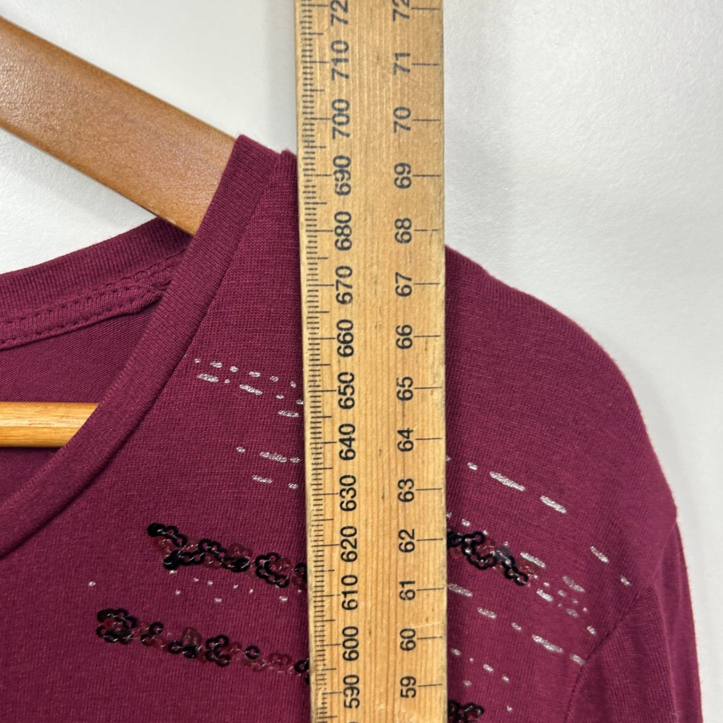 Katies Long Sleeve Top Size 2XL Maroon Casual Sequins