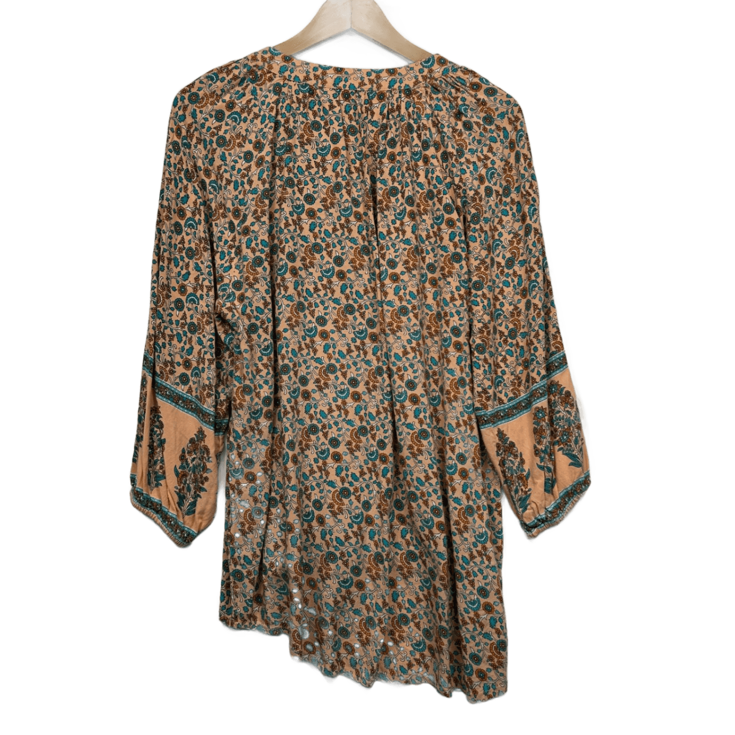 Adrift Boho Top Size 16 XL Long Sleeve Floral Multicoloured Rayon