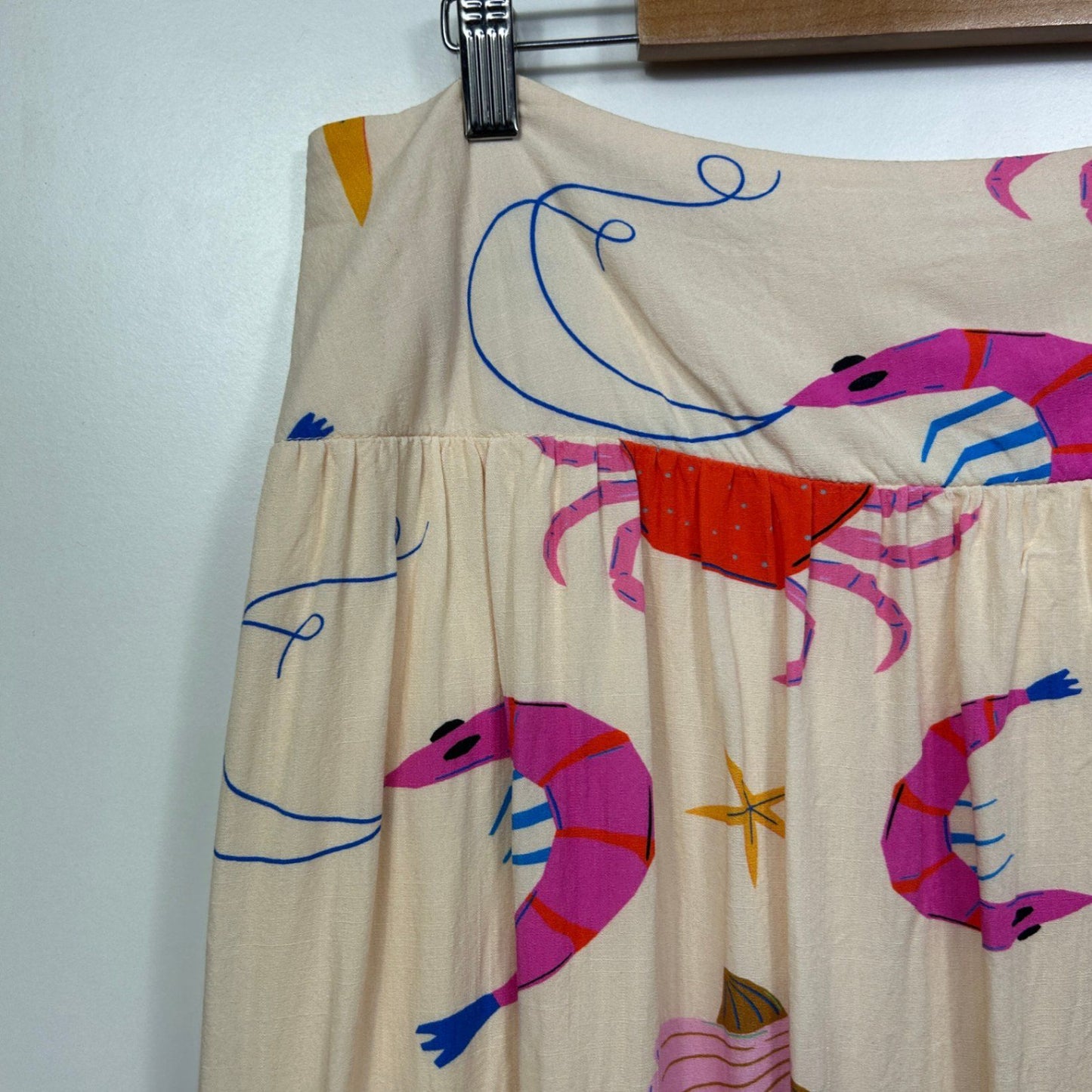 Proud Poppy Cheshire Bamboo Blend Skirt in Crabby Patty Print Size 18 Midi Length