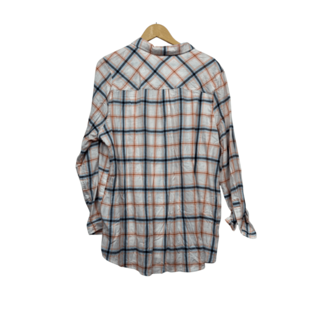 Rivers Pink Blue White Check Cotton Long Sleeve Button Up Top Shirt Size 22