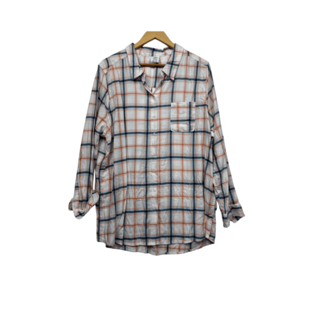 Rivers Pink Blue White Check Cotton Long Sleeve Button Up Top Shirt Size 22