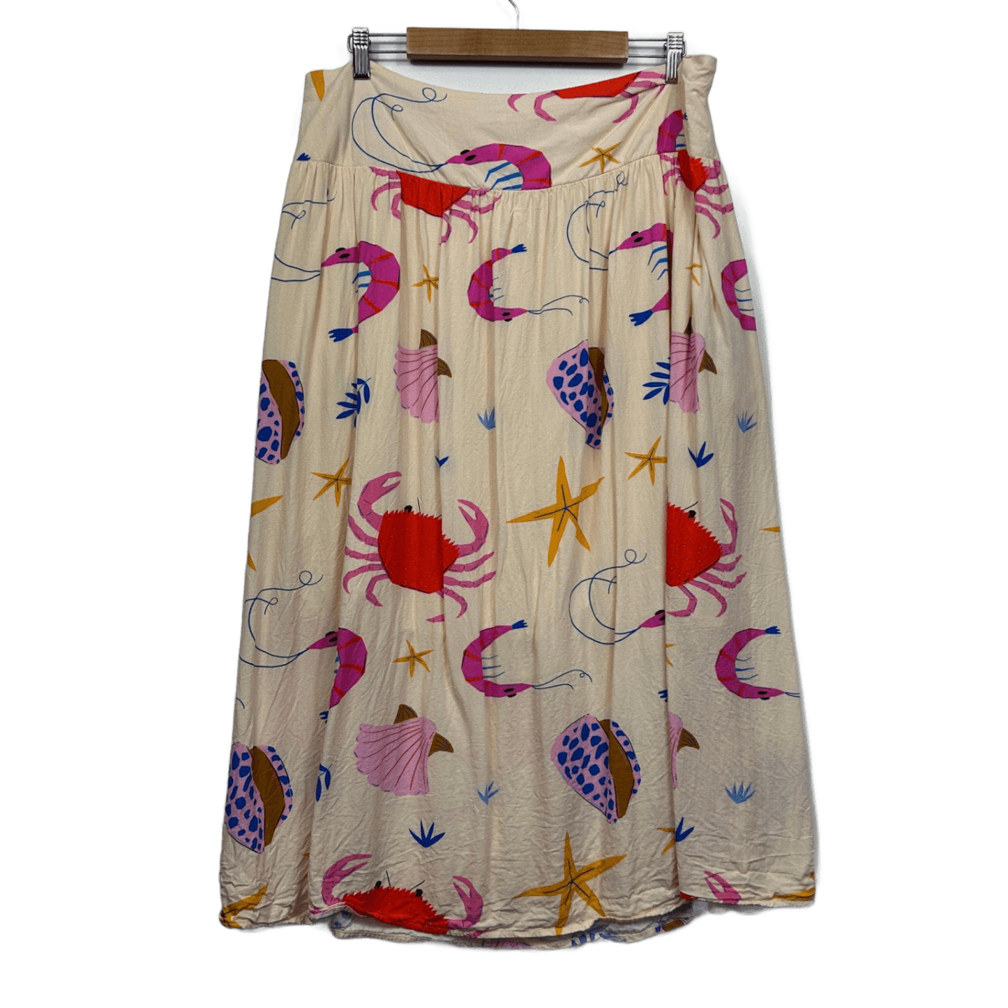 Proud Poppy Cheshire Bamboo Blend Skirt in Crabby Patty Print Size 18 Midi Length