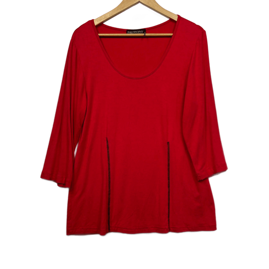 Philosophy Australia Top Size 16 Red Long Sleeve Viscose Blend