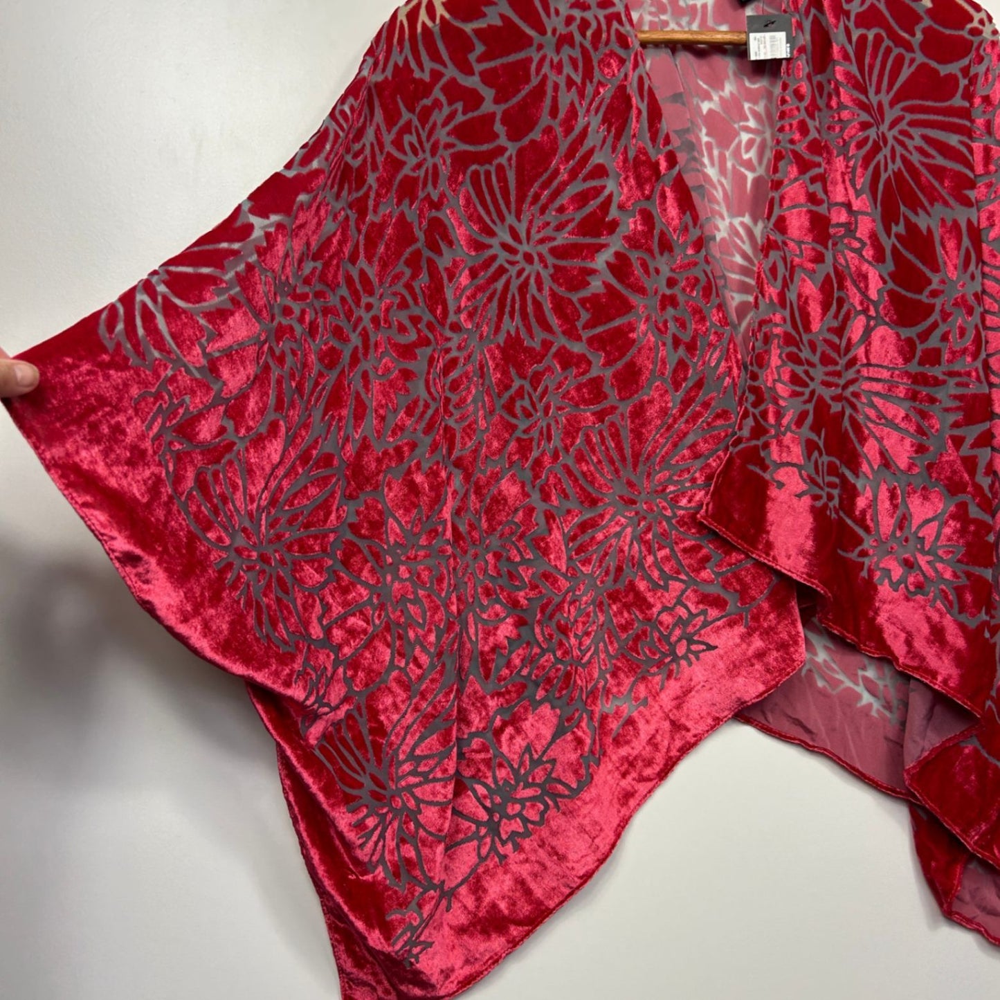 Taking Shape Velvet Open Front Boho Kimono Top Jacket Cape One Size Plus