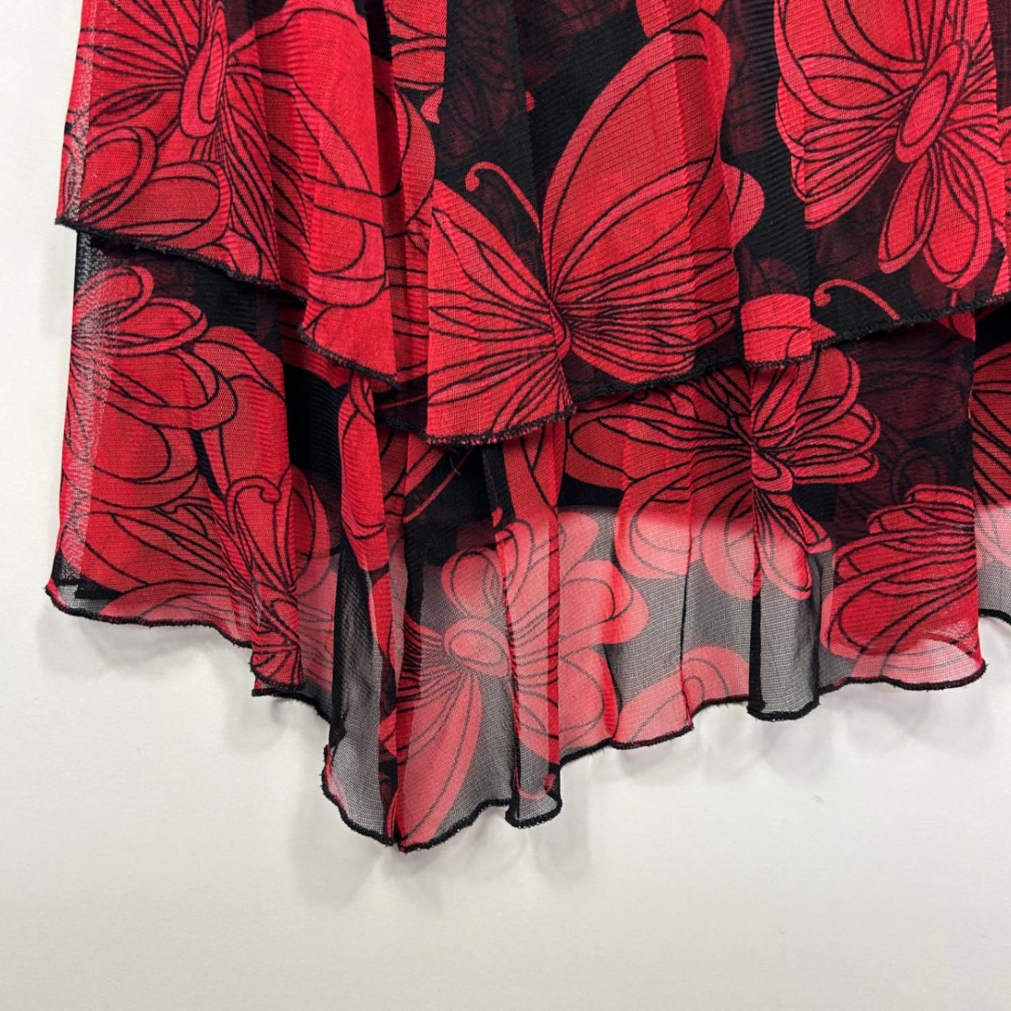 Autograph Red Black Floral Sleeveless V-Neck Layered Top Size 18