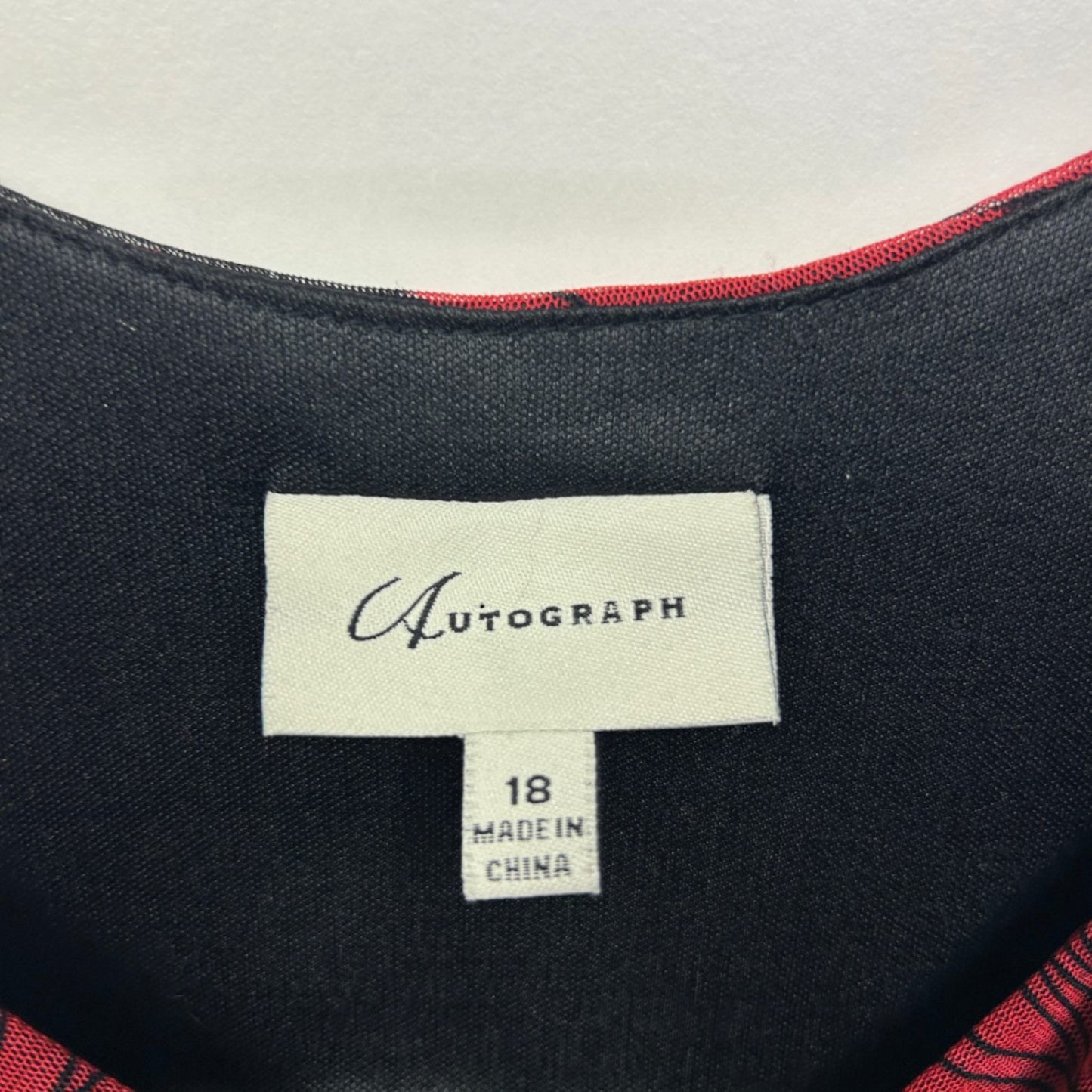 Autograph Red Black Floral Sleeveless V-Neck Layered Top Size 18