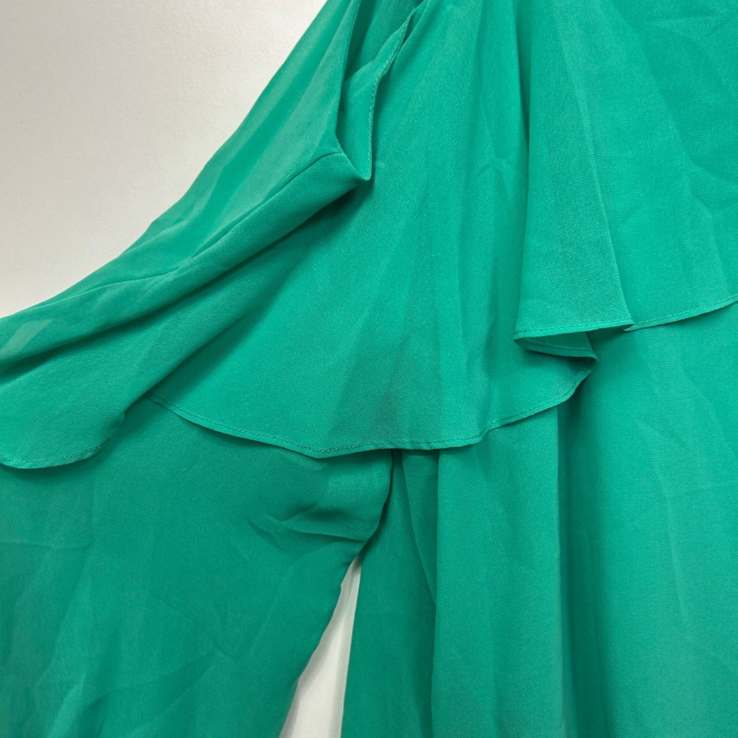 Autograph Blouse Top Size 18 Green One Shoulder Long Sleeve Ruffle