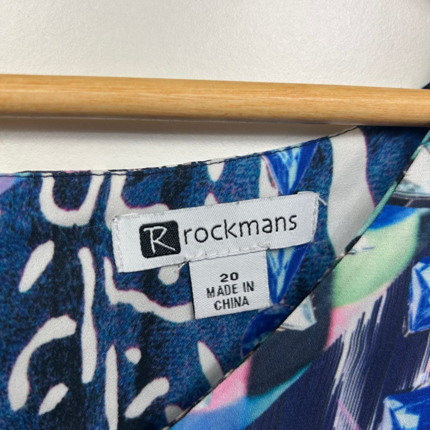 Rockmans Top Size 20 Multicoloured Cold Shoulder Sleeve