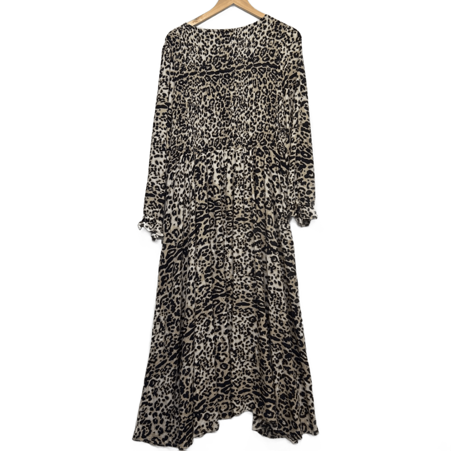 New Red Lotus Maxi Dress Size 16 XL Long Sleeve Animal Print Pockets