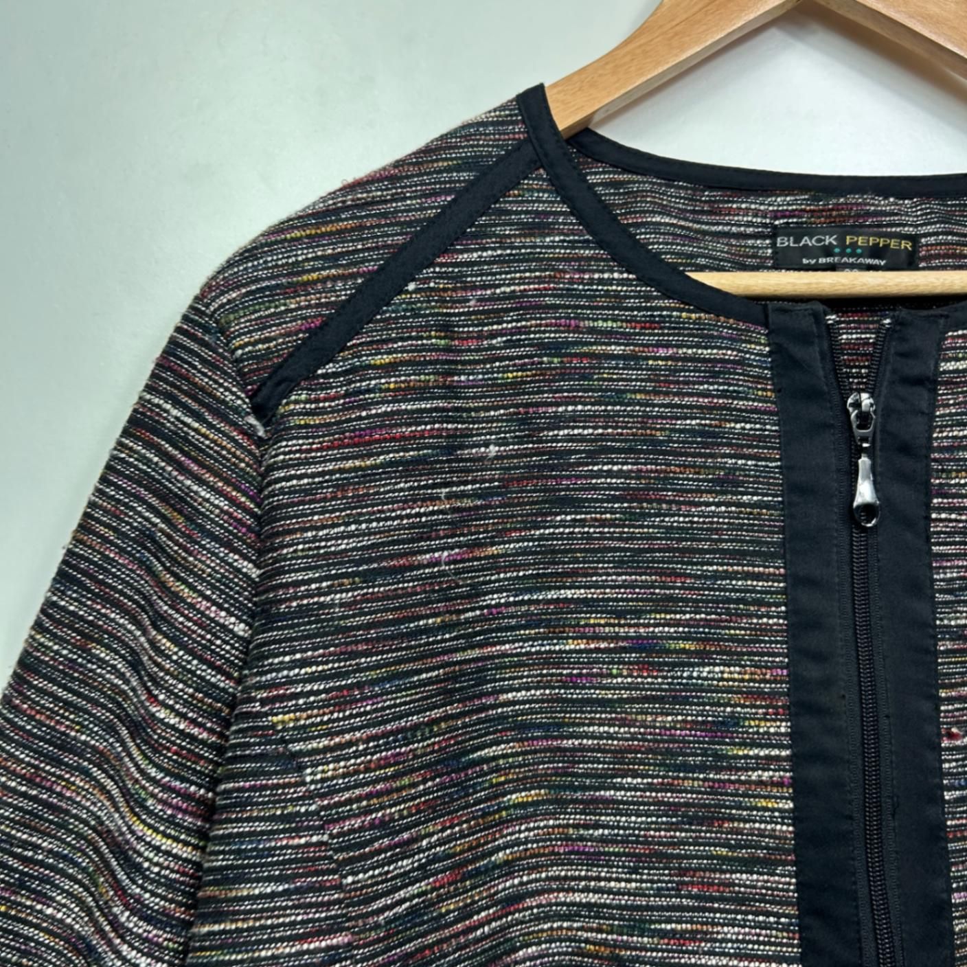 Black Pepper Blazer Jacket Size 20 Long Sleeve Textured Full Zip Up Cocktail