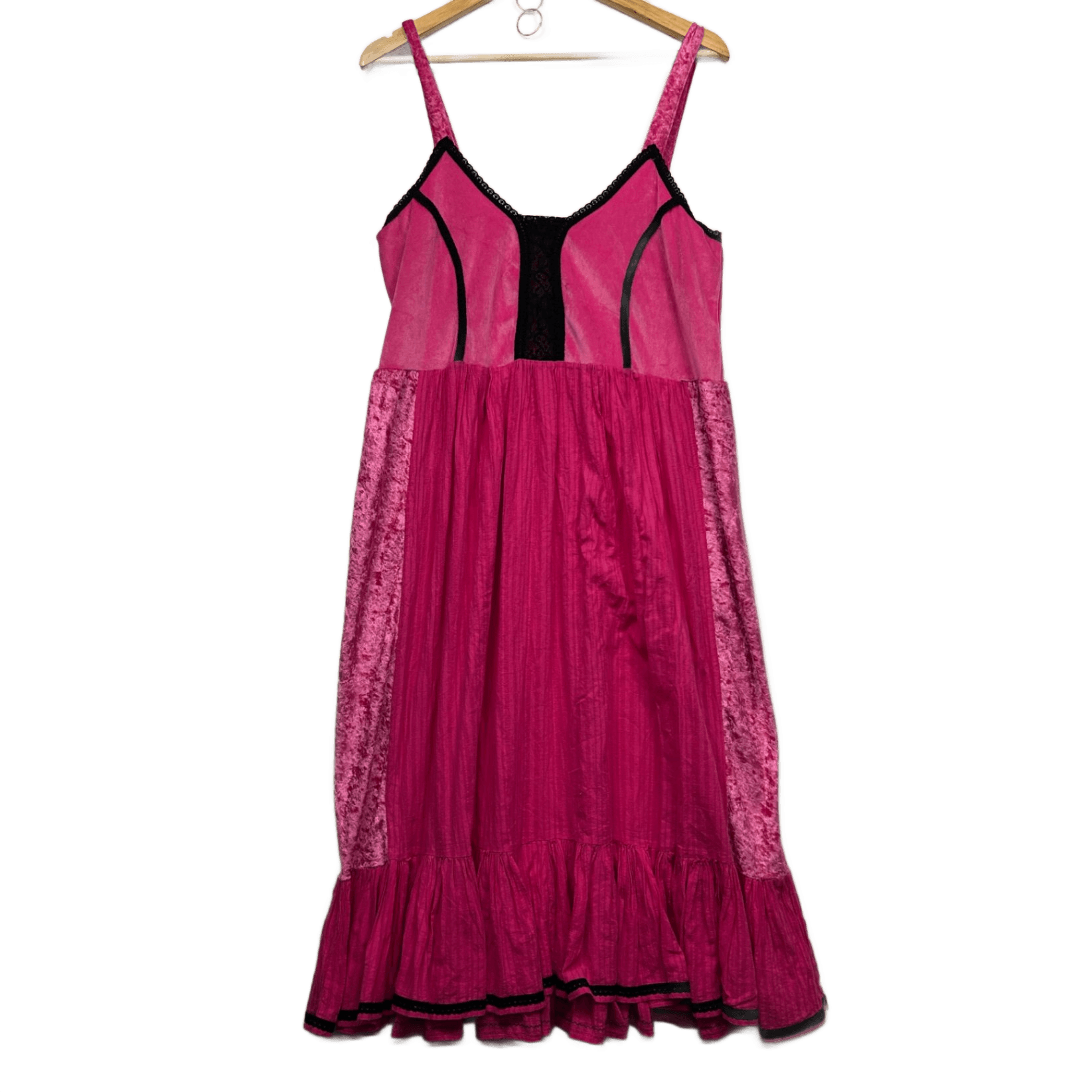 Boho Y2K Pink Velvet Panel Maxi Dress Size 16 - 18 Fairycore Whimsigot Revival Curves Boho Y2K Pink Velvet Panel Maxi Dress Size 16 - 18 Fairycore Whimsigot Revival Curves