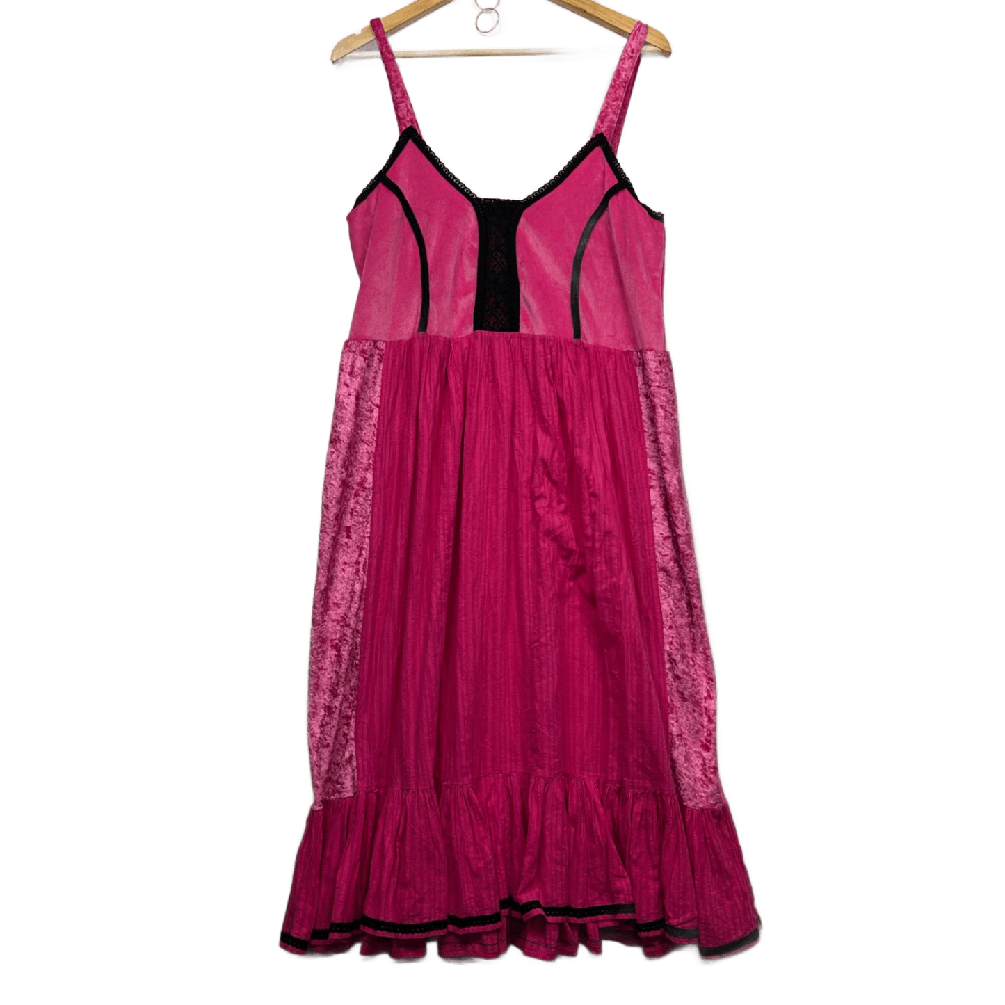 Boho Y2K Pink Velvet Panel Maxi Dress Size 16 - 18 Fairycore Whimsigoth Festival