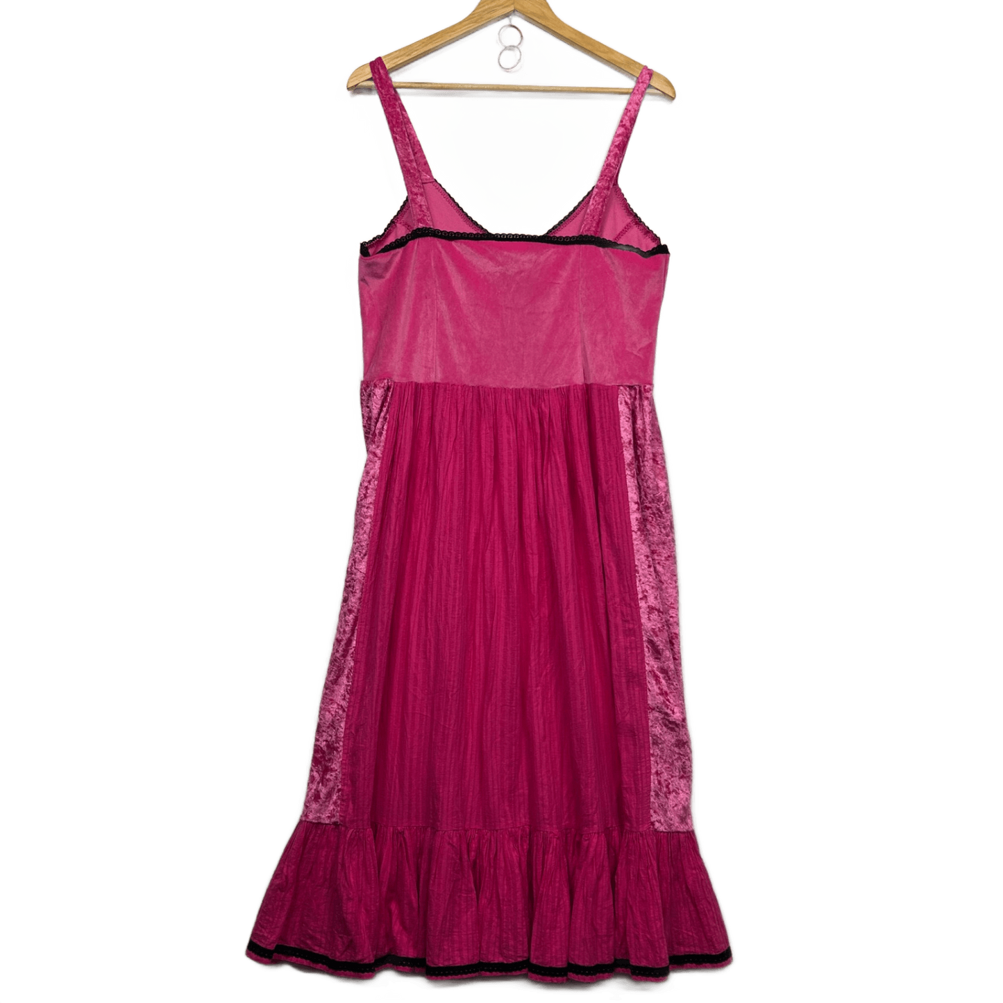 Boho Y2K Pink Velvet Panel Maxi Dress Size 16 - 18 Fairycore Whimsigoth Festival