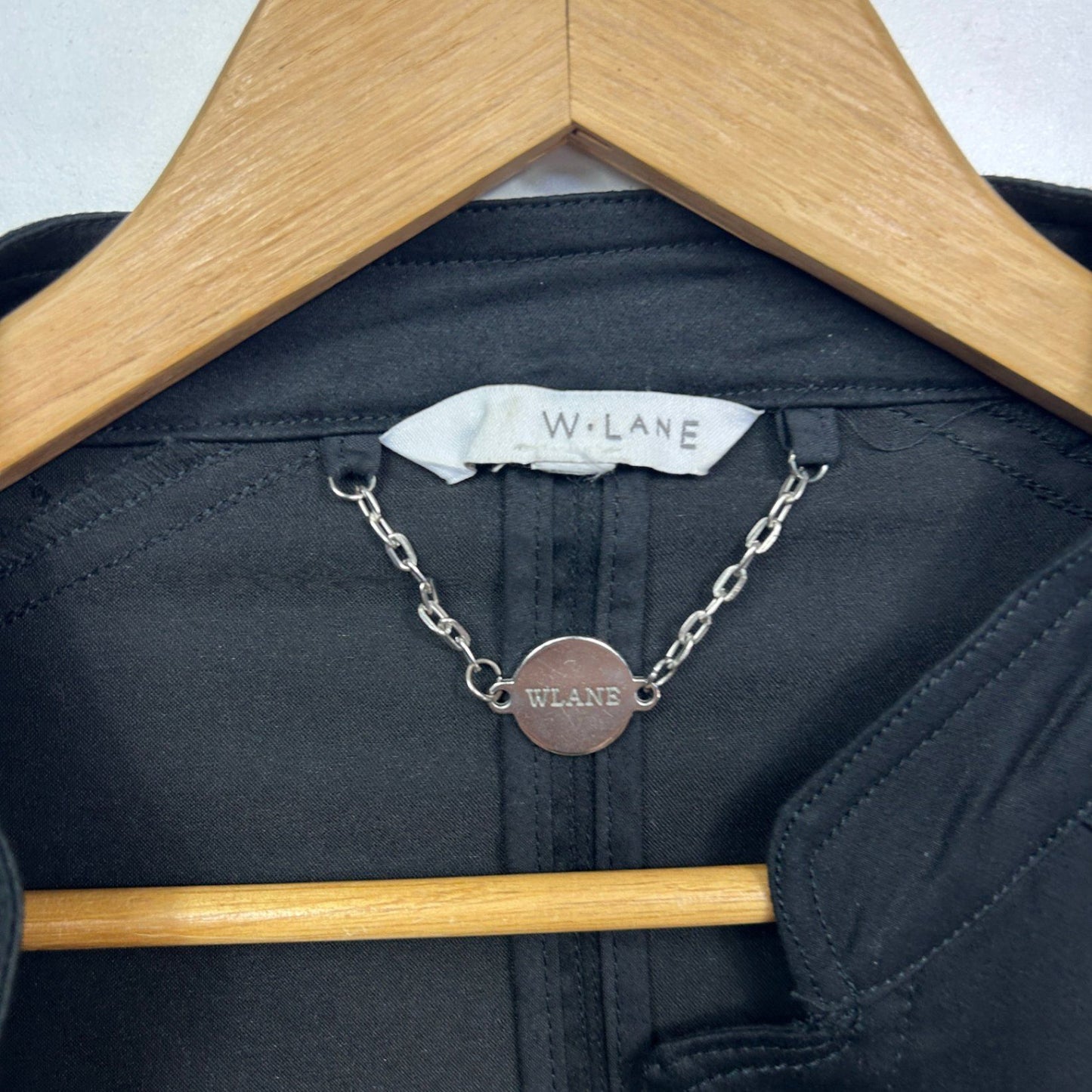 W Lane Jacket Size 16? Black Long Sleeve Full Zip up Pockets Cotton Blend