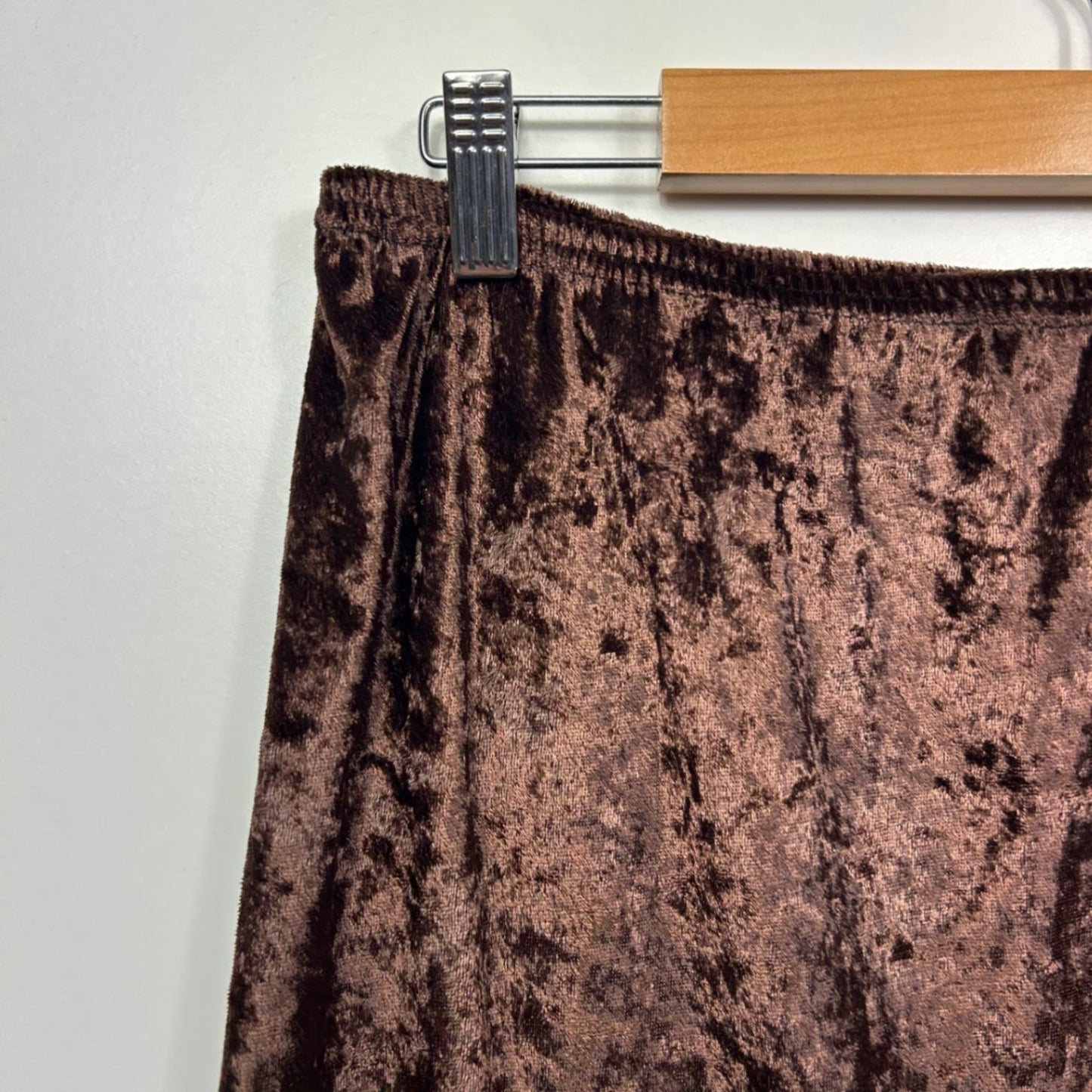 Vintage Velvet Asymmetrical Midi Skirt Brown Chocolate Gothic Boho Witchy Size 14