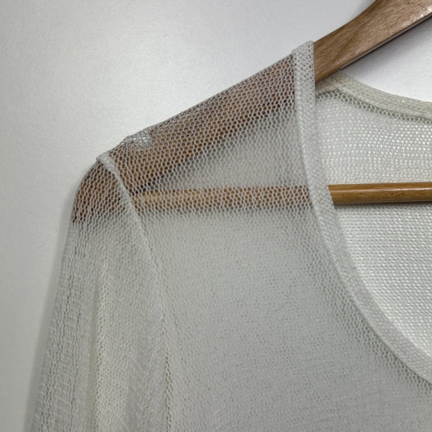 Taking Shape Sheer Mesh Knit Top Size 20 Large Plus White Long Sleeve Layering