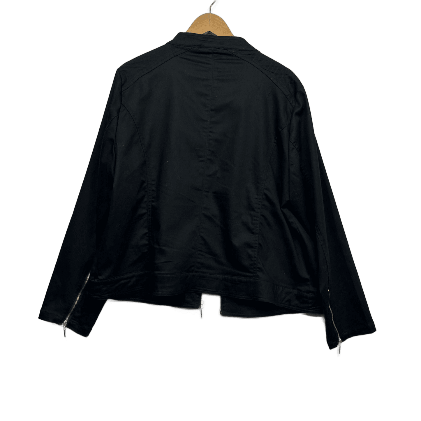 W Lane Jacket Size 16? Black Long Sleeve Full Zip up Pockets Cotton Blend