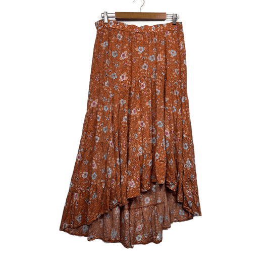 Feather + Noise Boho Maxi Skirt Size 14 Floral Multicoloured Hi Low Hem Flowy