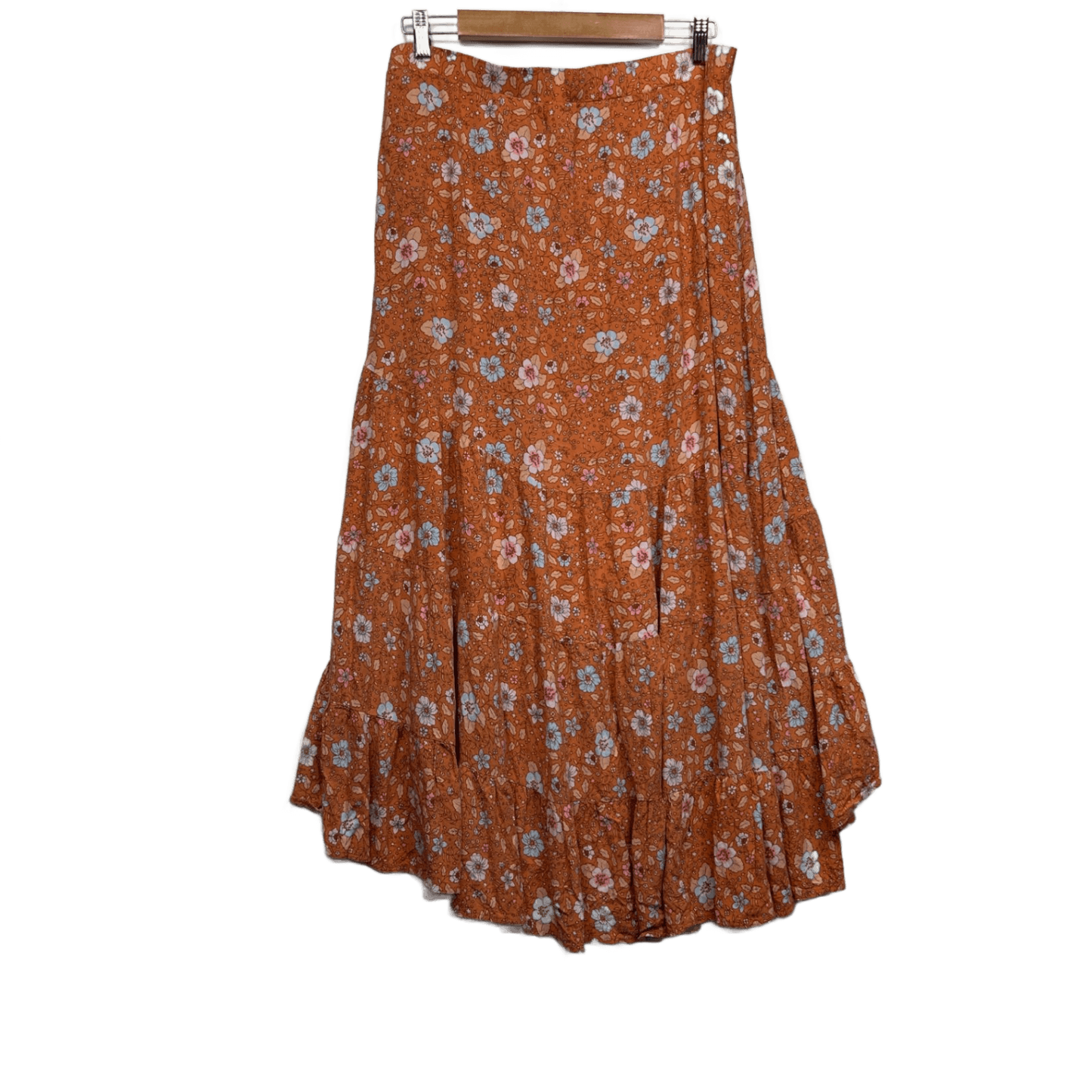 Feather + Noise Boho Maxi Skirt Size 14 Floral Multicoloured Hi Low Hem Flowy