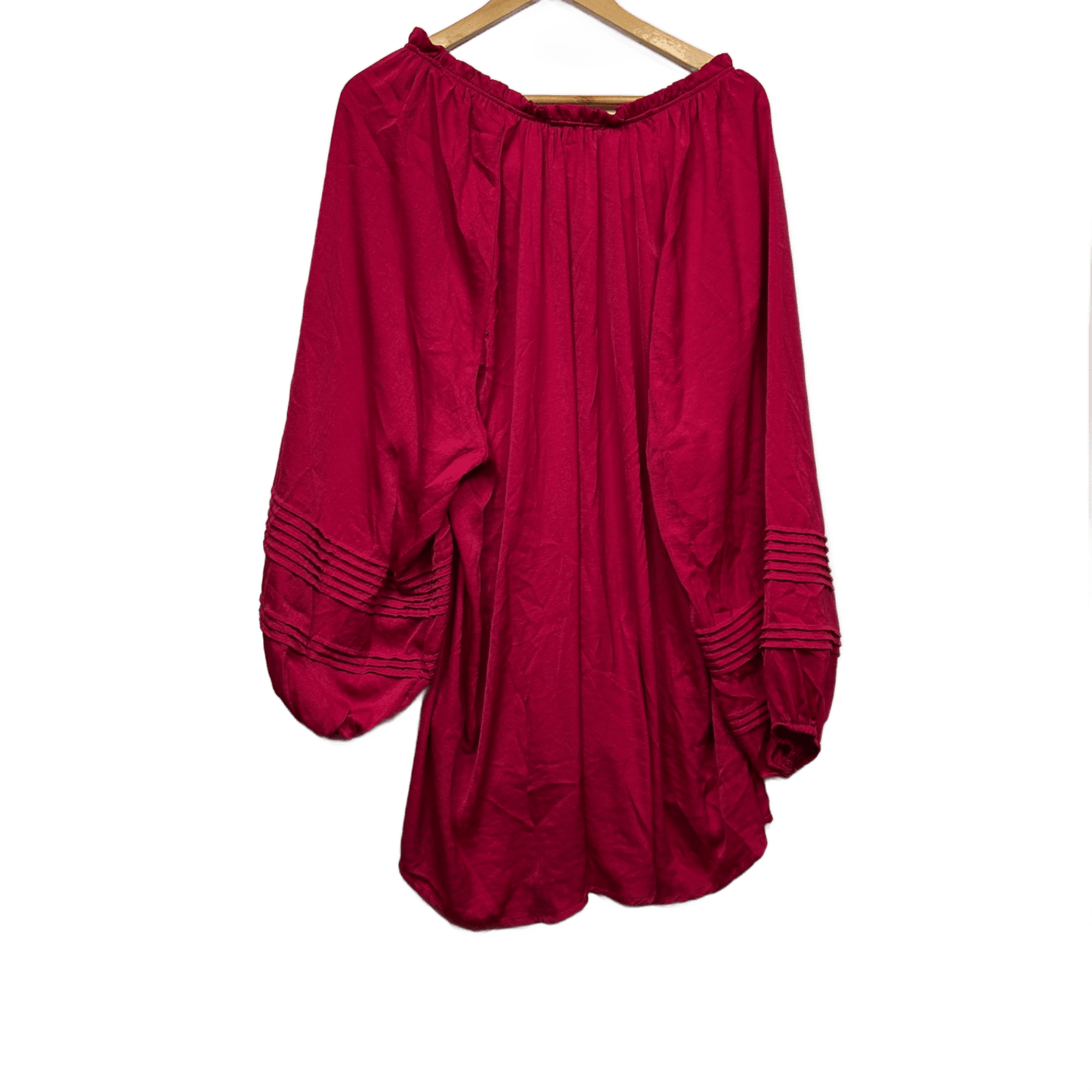 Beme Pink Top Size 24 Billow Long Sleeve Ruffle Neck