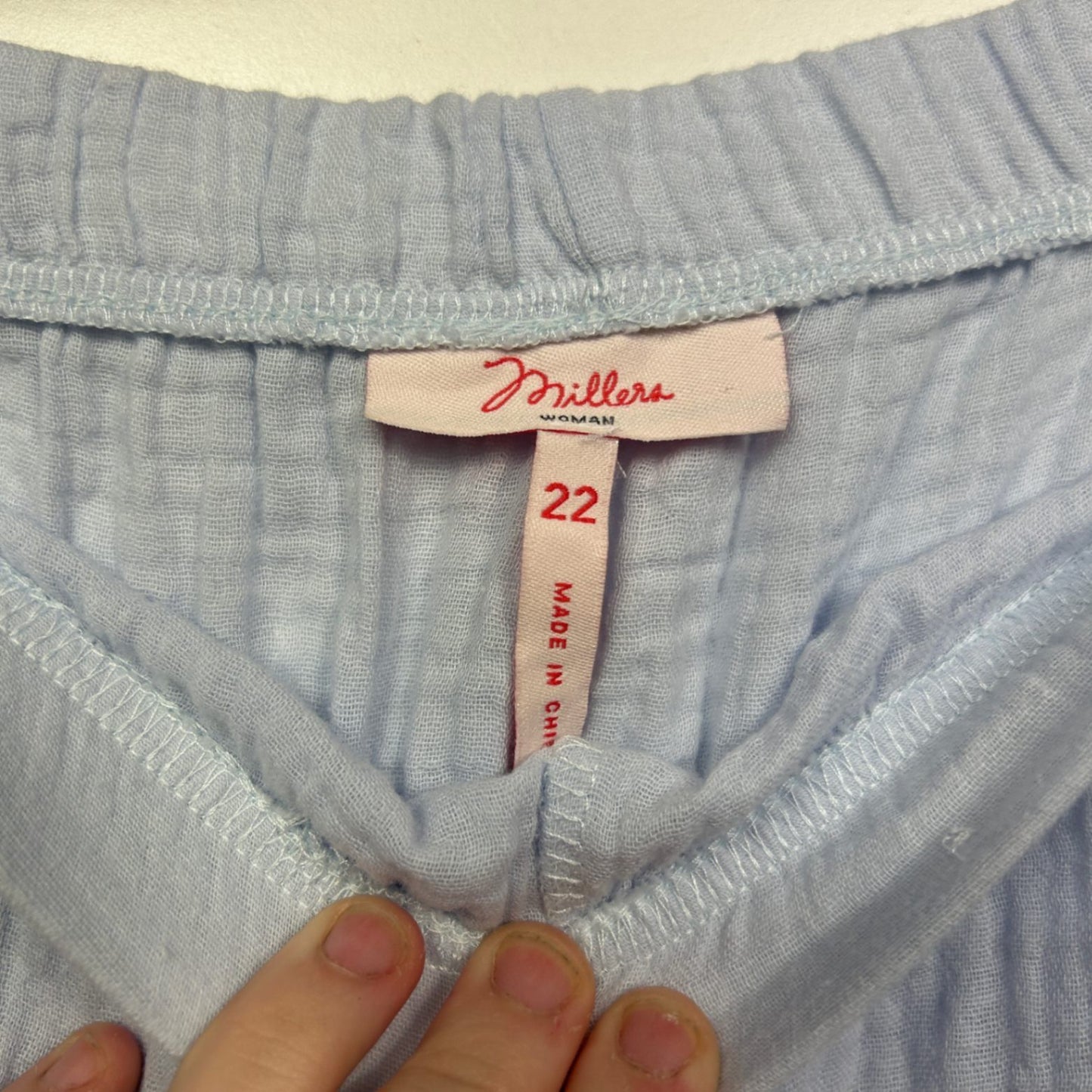 Millers Cropped Pants Elastic Waist Wide Leg Blue Size 22