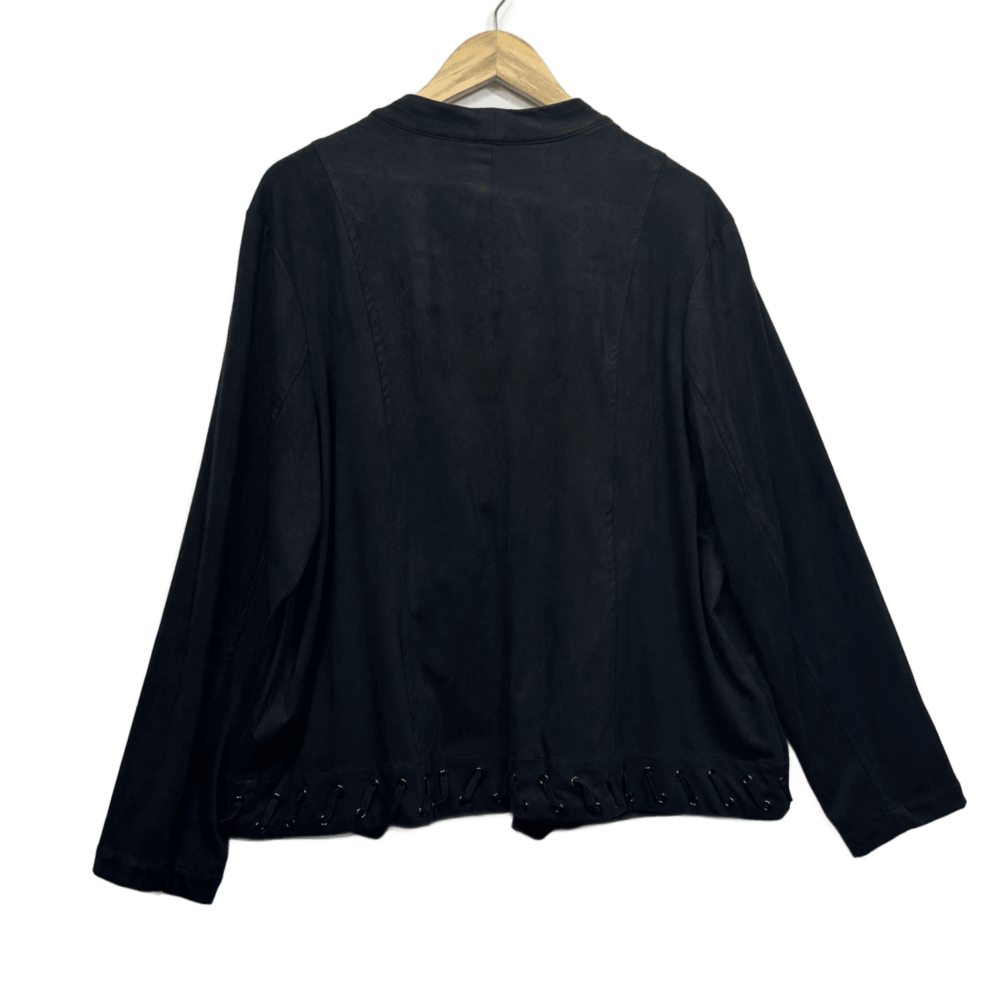 Beme Black Drape Open Waterfall Jacket Plus Faux Suede Size 18