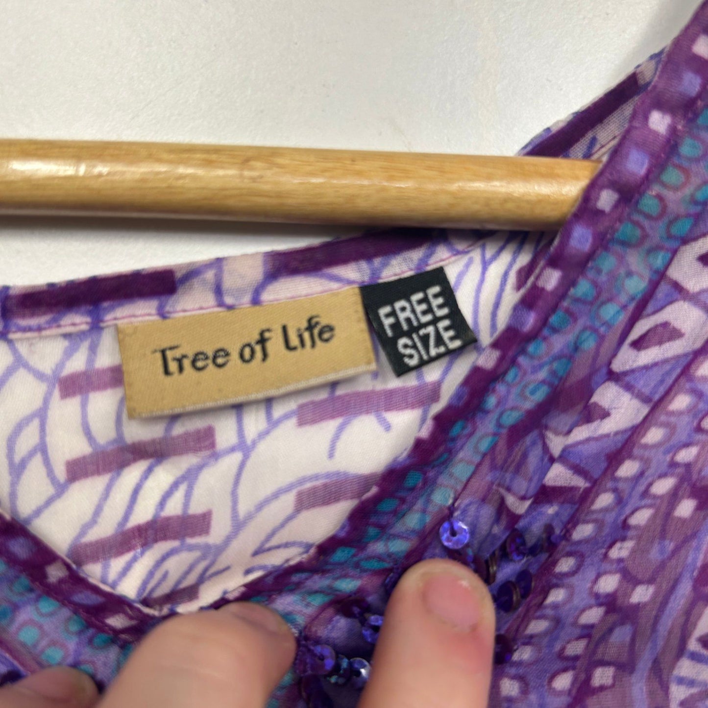 Tree of Life Purple Boho Kaftan Top Blouse One Size 14 16 Swim Cover Up *Fault