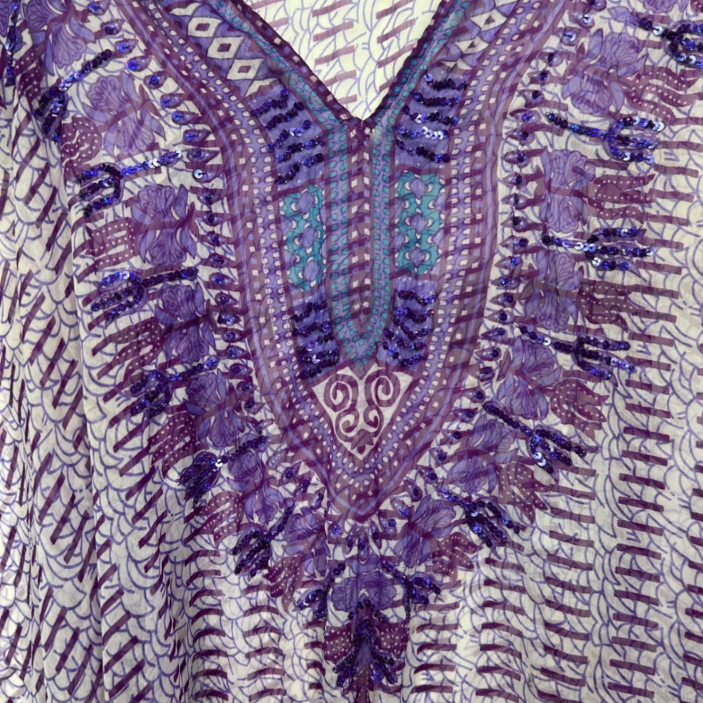 Tree of Life Purple Boho Kaftan Top Blouse One Size 14 16 Swim Cover Up *Fault