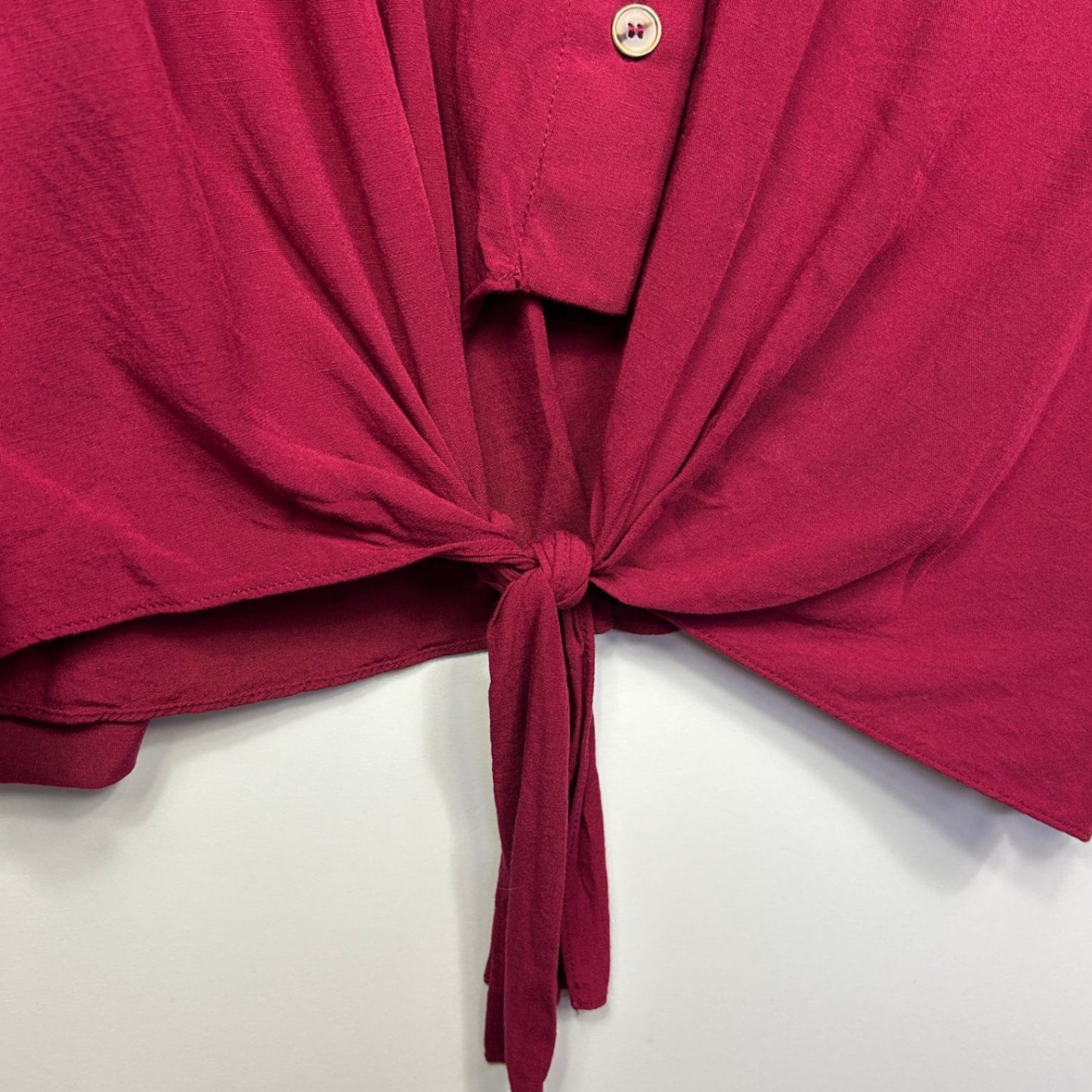 City Chic Red Viscose Long Sleeve Button Up Collared Top Blouse Size 16