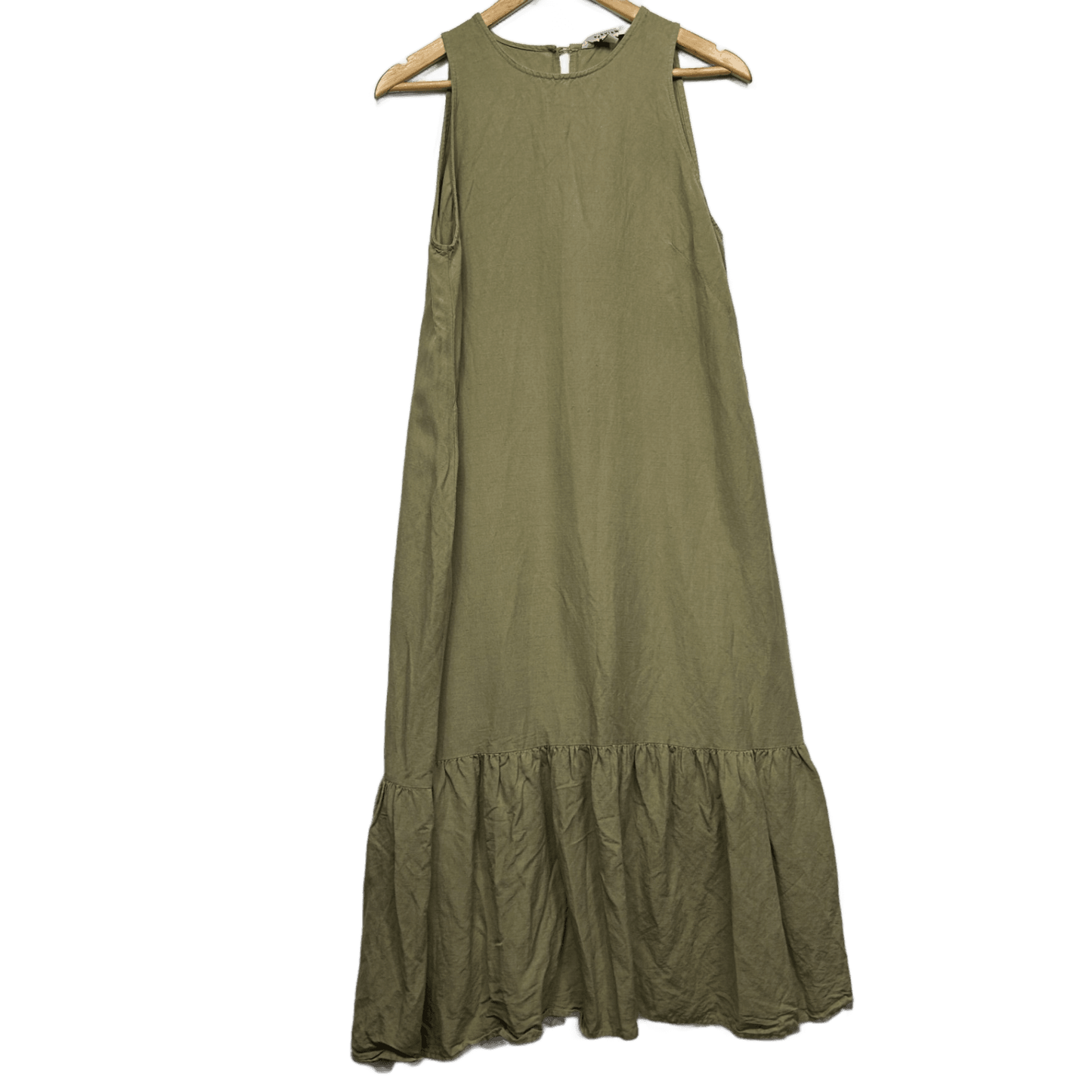 Preview Green Linen Blend Sleeveless Maxi Dress Size 14
