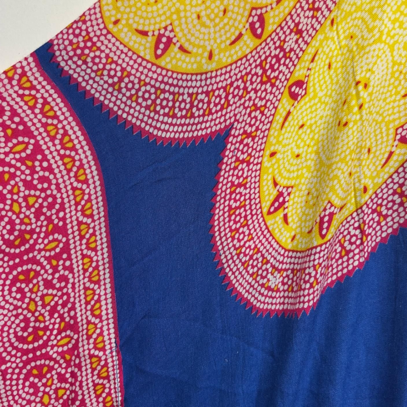 Kaftan Top One Size 14 16 Multicoloured Short Sleeve Rayon
