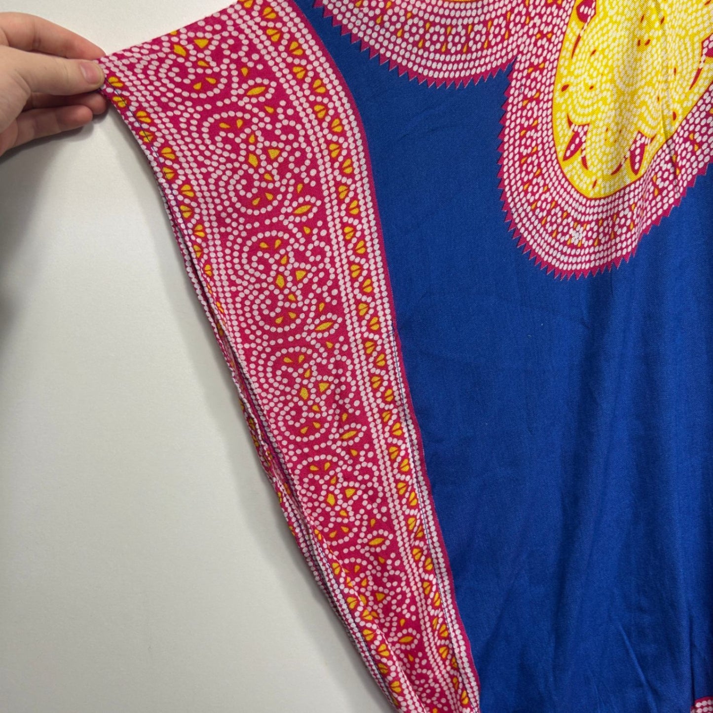 Kaftan Top One Size 14 16 Multicoloured Short Sleeve Rayon