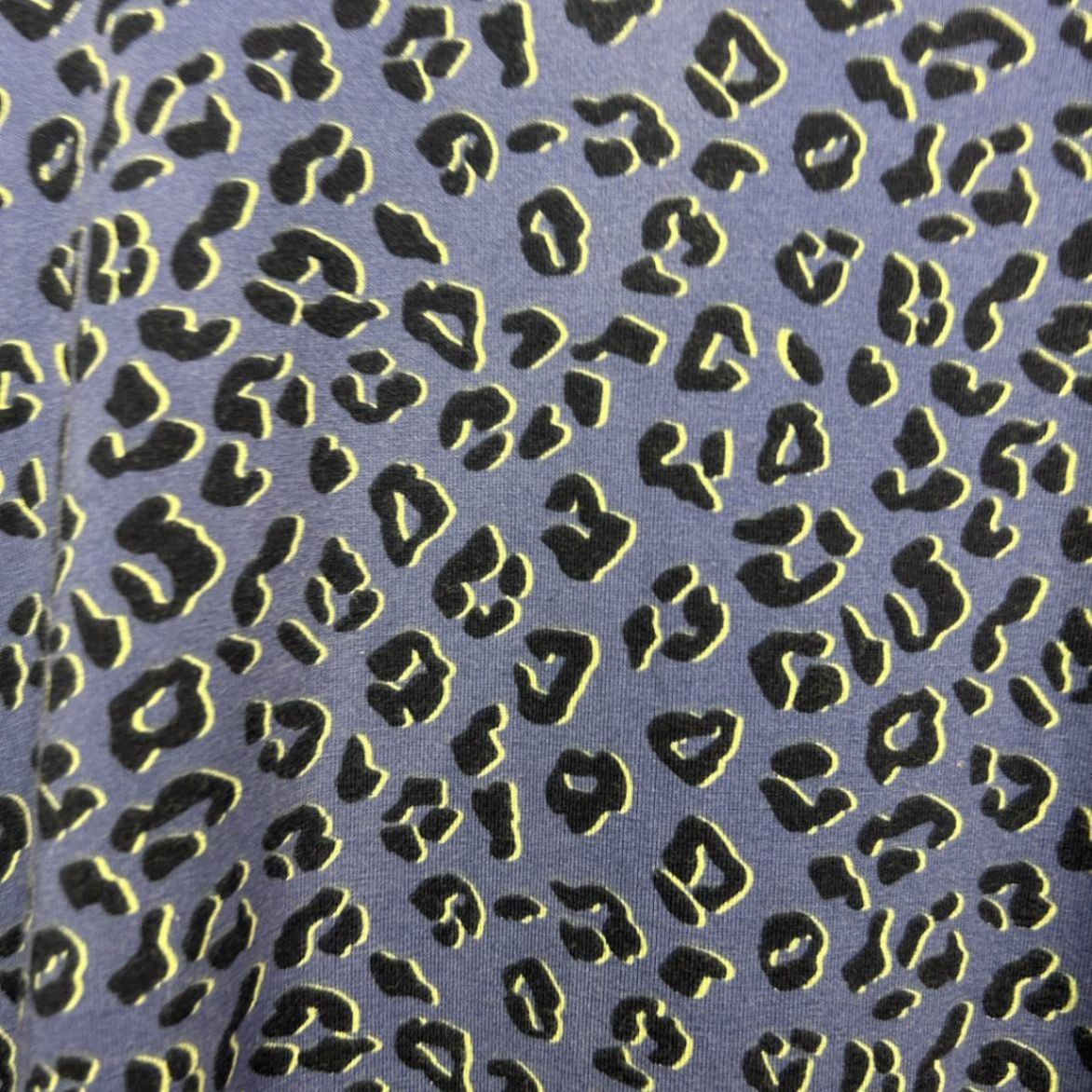 Virtuelle Blue Animal Print Jersey Stretch Tunic Top Size 16 Cotton Blend