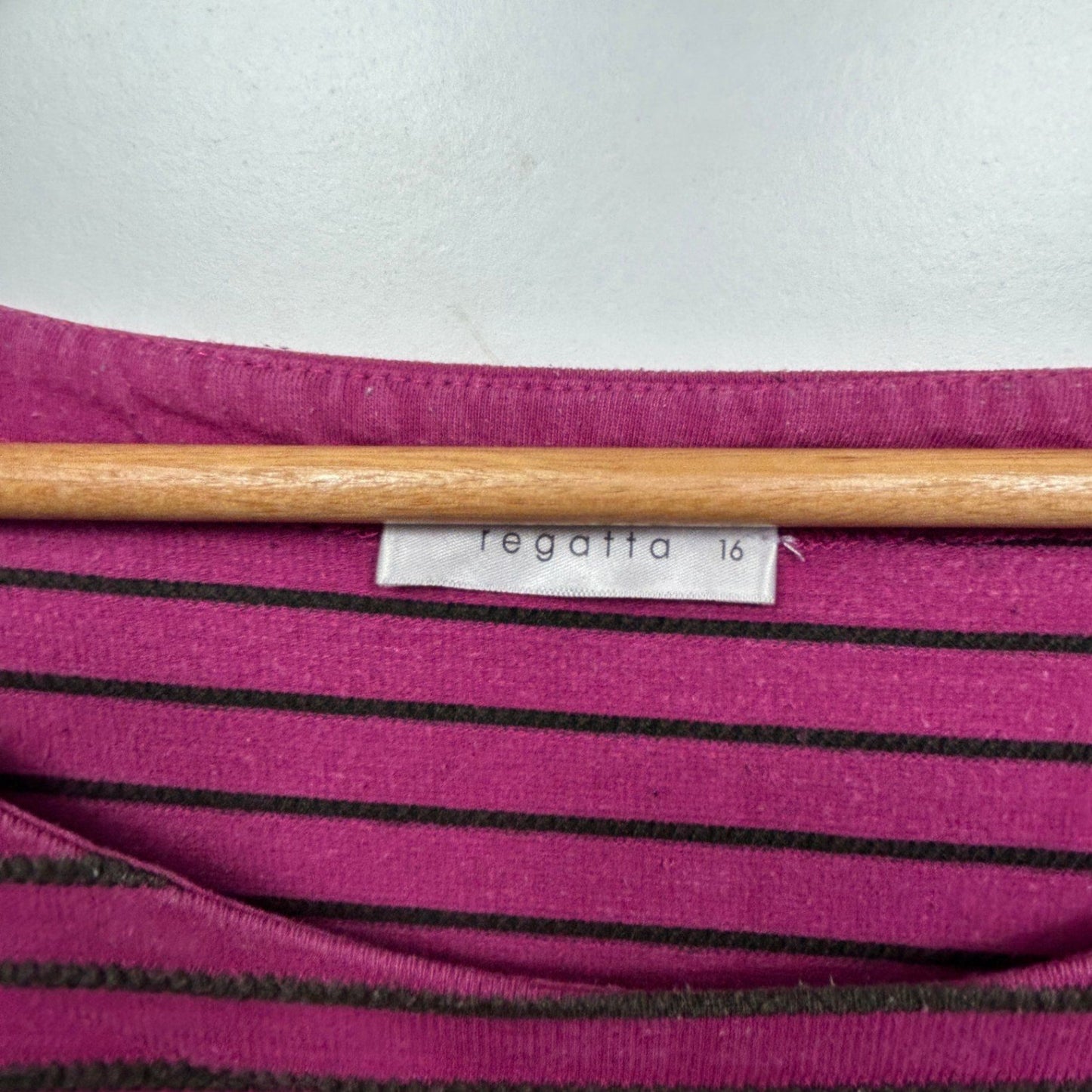 Regatta Top Size 16 Pink Striped Long Sleeve Organic Cotton